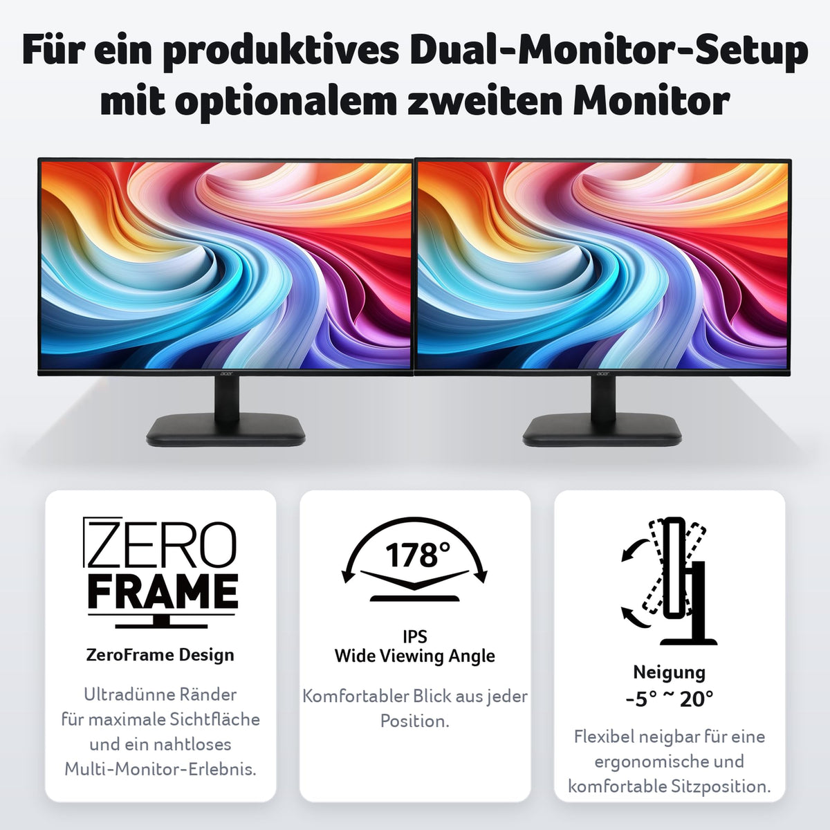 Monitor Acer EK241YG 24 Zoll (60,5 cm) Full HD, IPS, 120Hz, Home Office