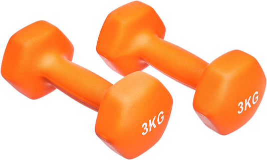 Amazon Basics Neoprene Dumbbell Weights, Orange, Set of 2, 2 x 3 kg 6.0 - GND003