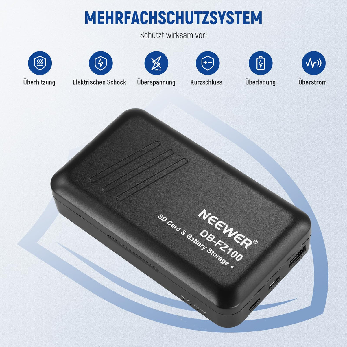 NEEWER replacement battery and charger set for NP-FZ100, 2 pack 2280mAh batteries and USB dual channel charger, compatible with Sony ZV-E10II, A9III, A7CII, ZV-E1, A7III, A7IV, FX3, FX30, A6700, A7RV and A7SIII