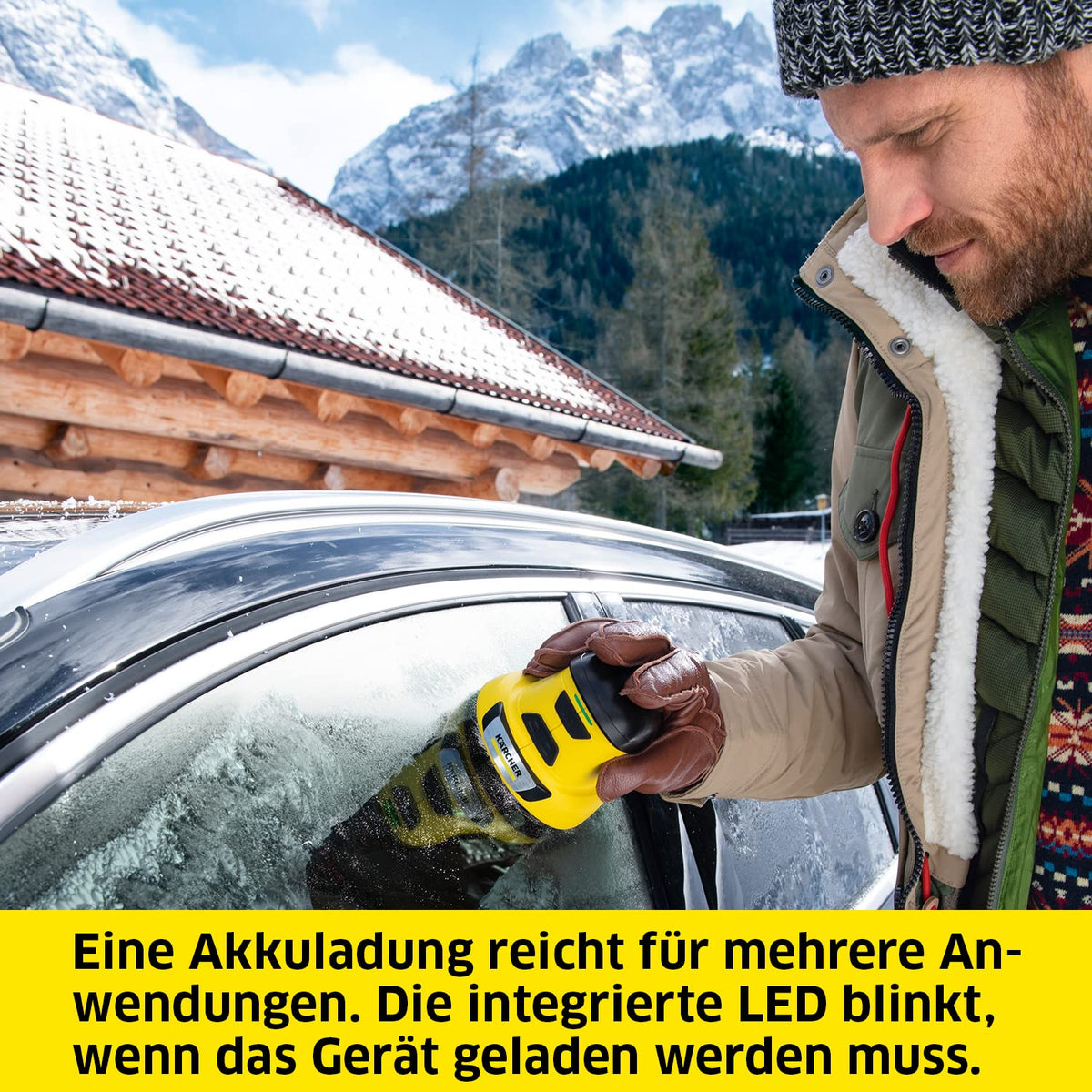 Kärcher Electric Ice Scraper EDI 4 Limited Edition, All-Season Solution for Car Windows (with Window Cleaning Set) - 1.598-904.0