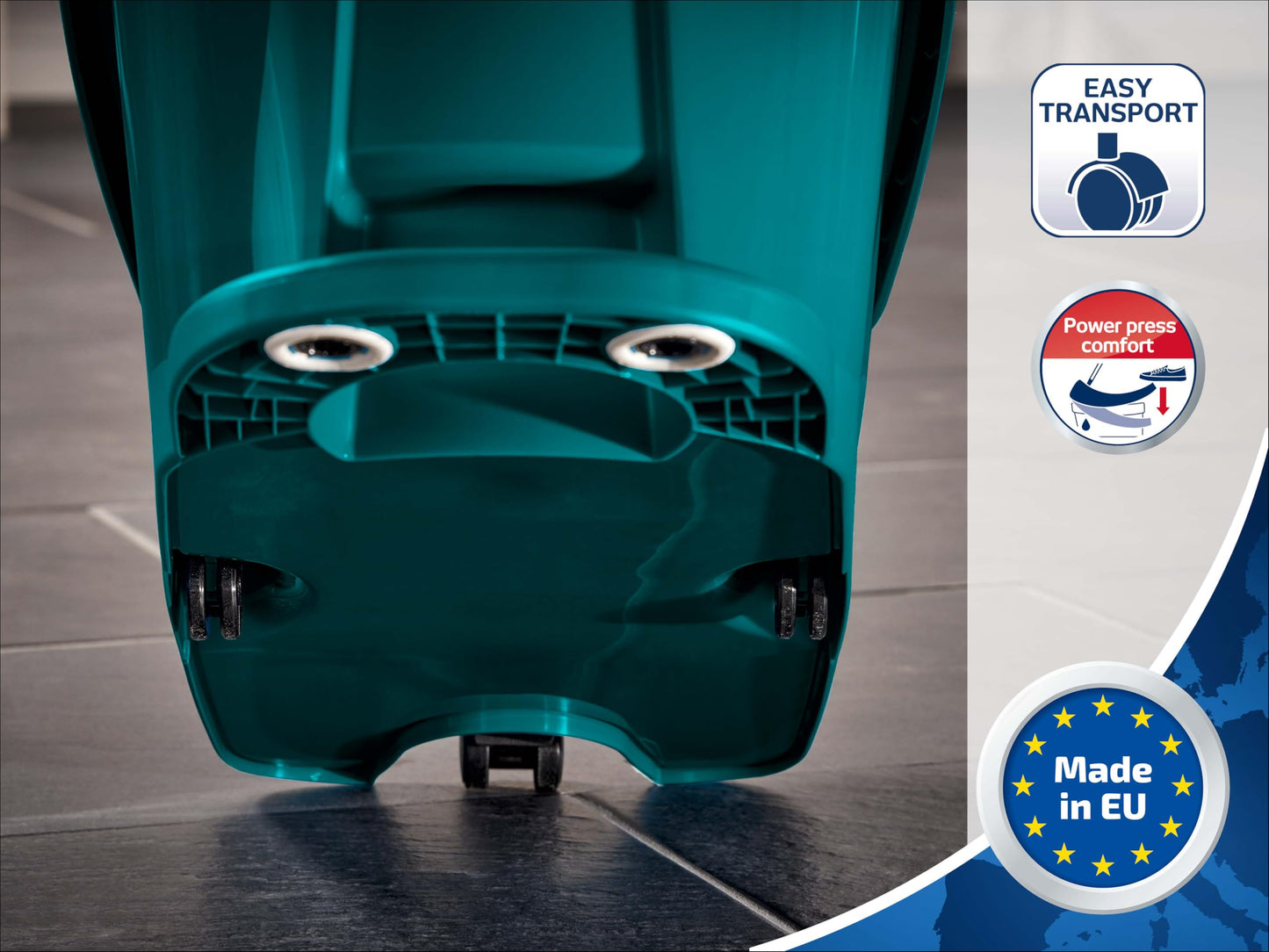 Leifheit wiper press Profi XL with wheels and carrying handle, with foot control for back-friendly cleaning without bending over and clean hands, 8 liter bucket with press attachment - 55076