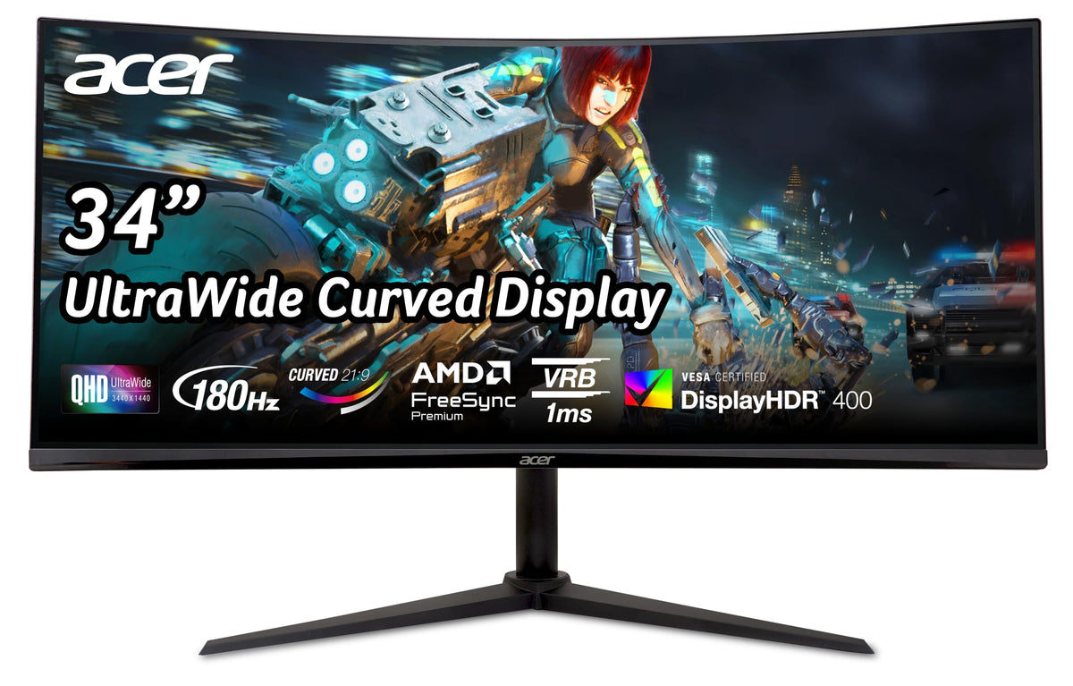 Acer Nitro XZ342CUV3 Gaming Monitor 34 inch (86.4 cm), UWQHD, 180Hz, Curved