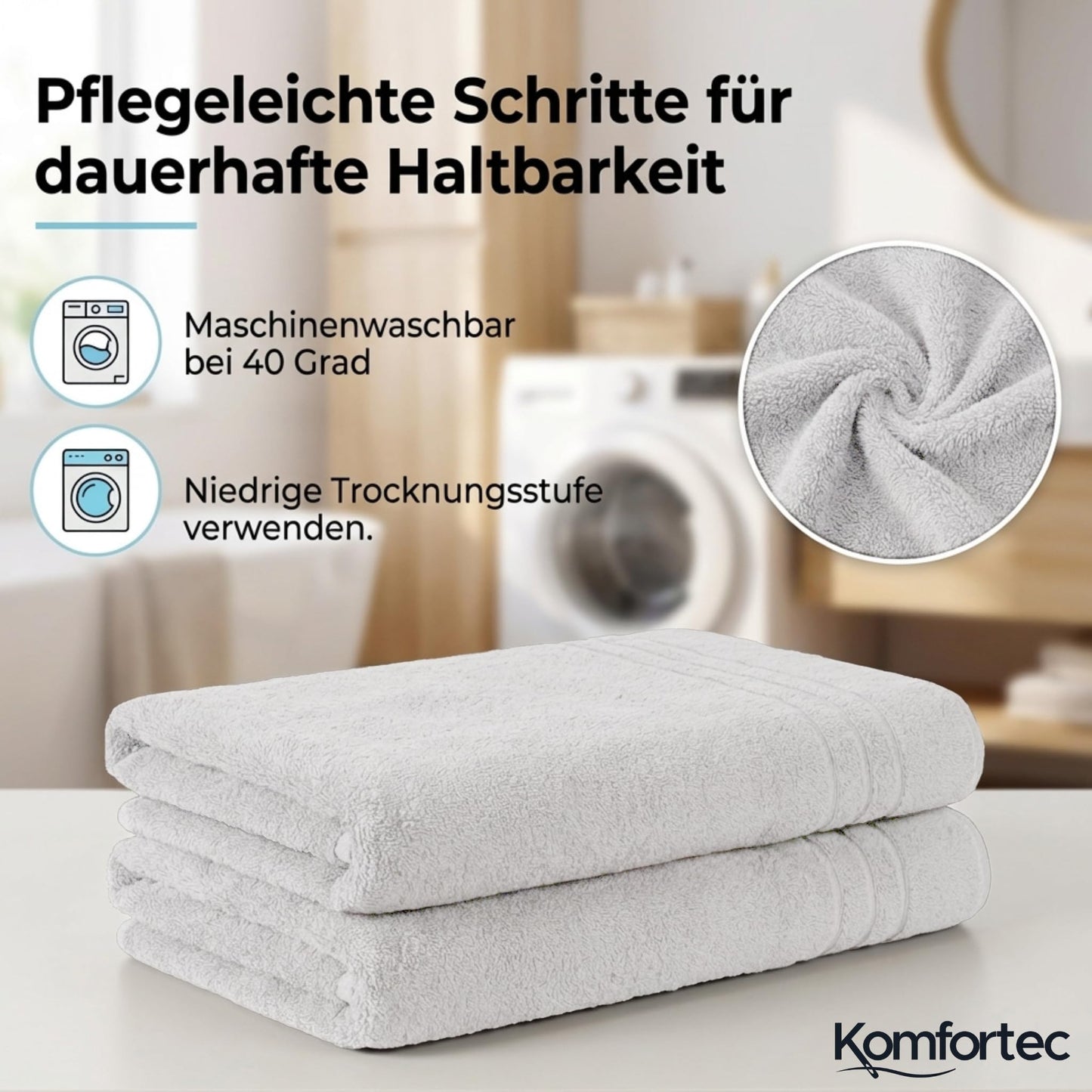 Komfortec 2 sauna towel set 80x200 cm, large sauna towels made of 100% cotton, sauna towels, fluffy and absorbent, quick-drying, white - 2er-80x200-weiss
