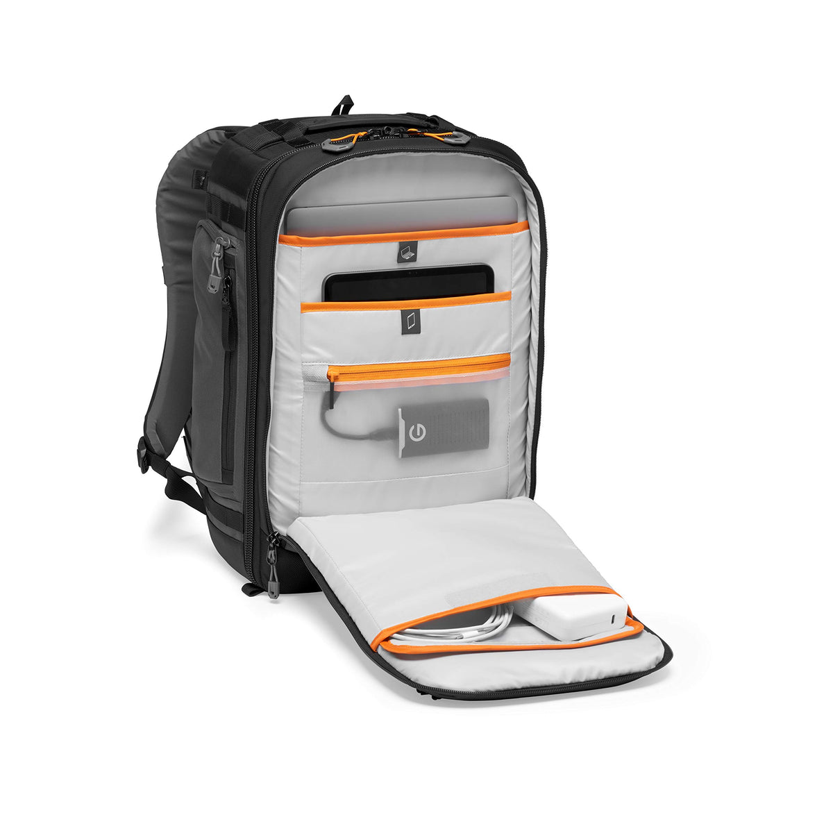 Lowepro Pro Trekker BP 350 AW II, Geantă pentru cameră, Rucsac din material reciclat, Potrivit pentru laptop sau tabletă de 15”, Divizoare MaxFit, Capac rezistent la intemperii, Caz pentru mirrorless DSLR, Negru Gri Închis, LP37268-GRL