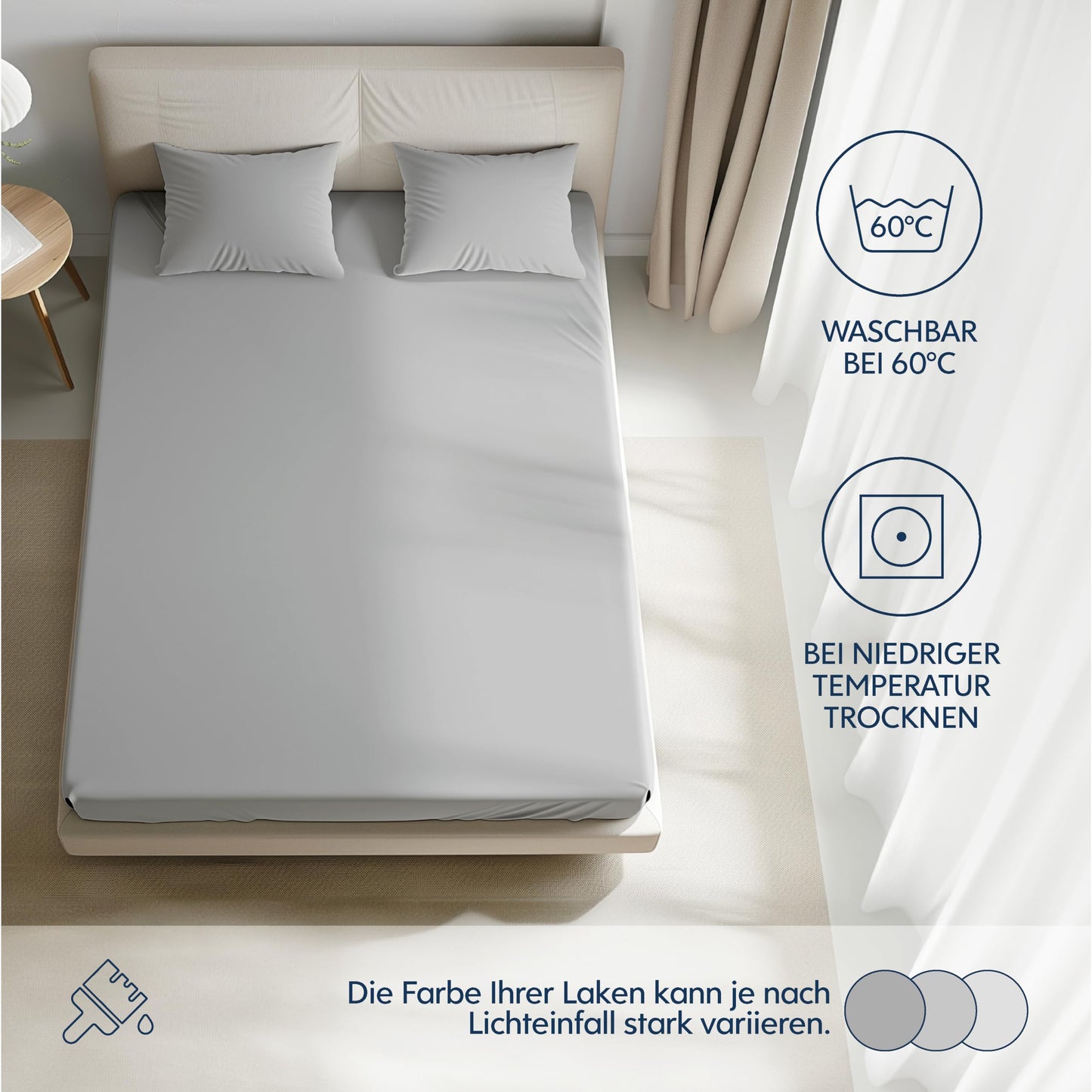 Dreamzie Premium fitted sheet 180x200 cm, fitted sheet for thick mattresses up to 27 cm, bed sheet 100% jersey cotton, 150 g/m², Oeko-TEX certified - gray - DHC_C_180x200_Gr_E