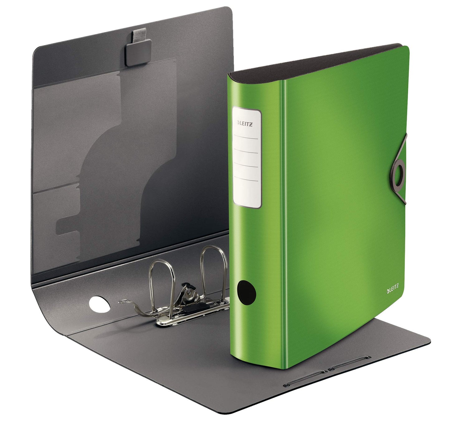 Leitz quality folder 180° Active Solid, pack of 5, A4, wide, rounded spine, 8.2 cm wide, elastic band closure, light polyfoam, plastic folder, light green, 10471050 - 10471050-5