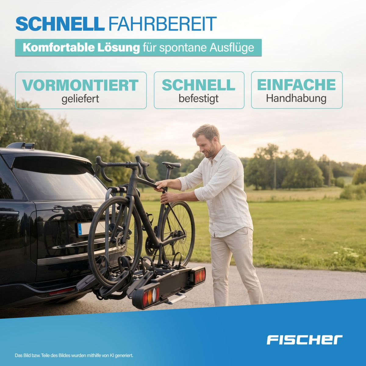 FISCHER cuplaj suport de biciclete ProlineEvo 3 I suport de biciclete cârlig de remorcă I suport de biciclete auto I suport de biciclete e-bike - 10443