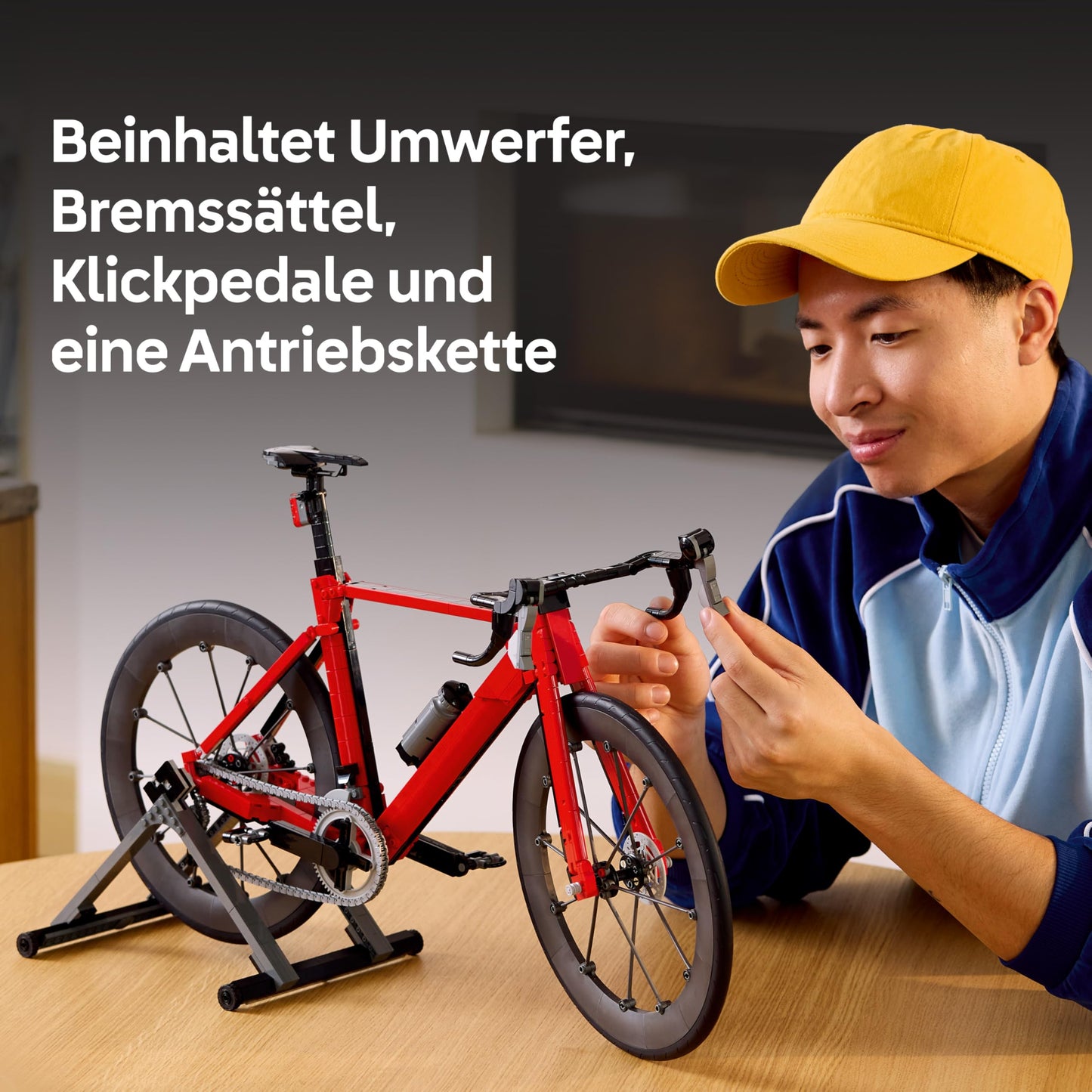LEGO Icons racing bike - model building for adults - including rubber tires, rear derailleur and rear wheel stand as a desk decoration - gift idea for cycling fans - 11380