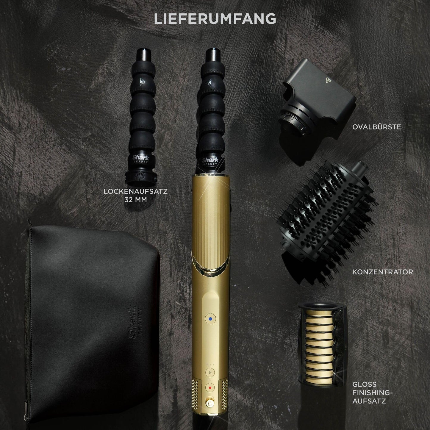 Shark FlexStyle 4-in-1 Air Styler & Hair Dryer Limited Edition, Auto Wrap Curl Attachment, Paddle Brush, Oval Brush, Concentrator, Diffuser, Storage Case, No Heat Damage, HD434F1GDEU