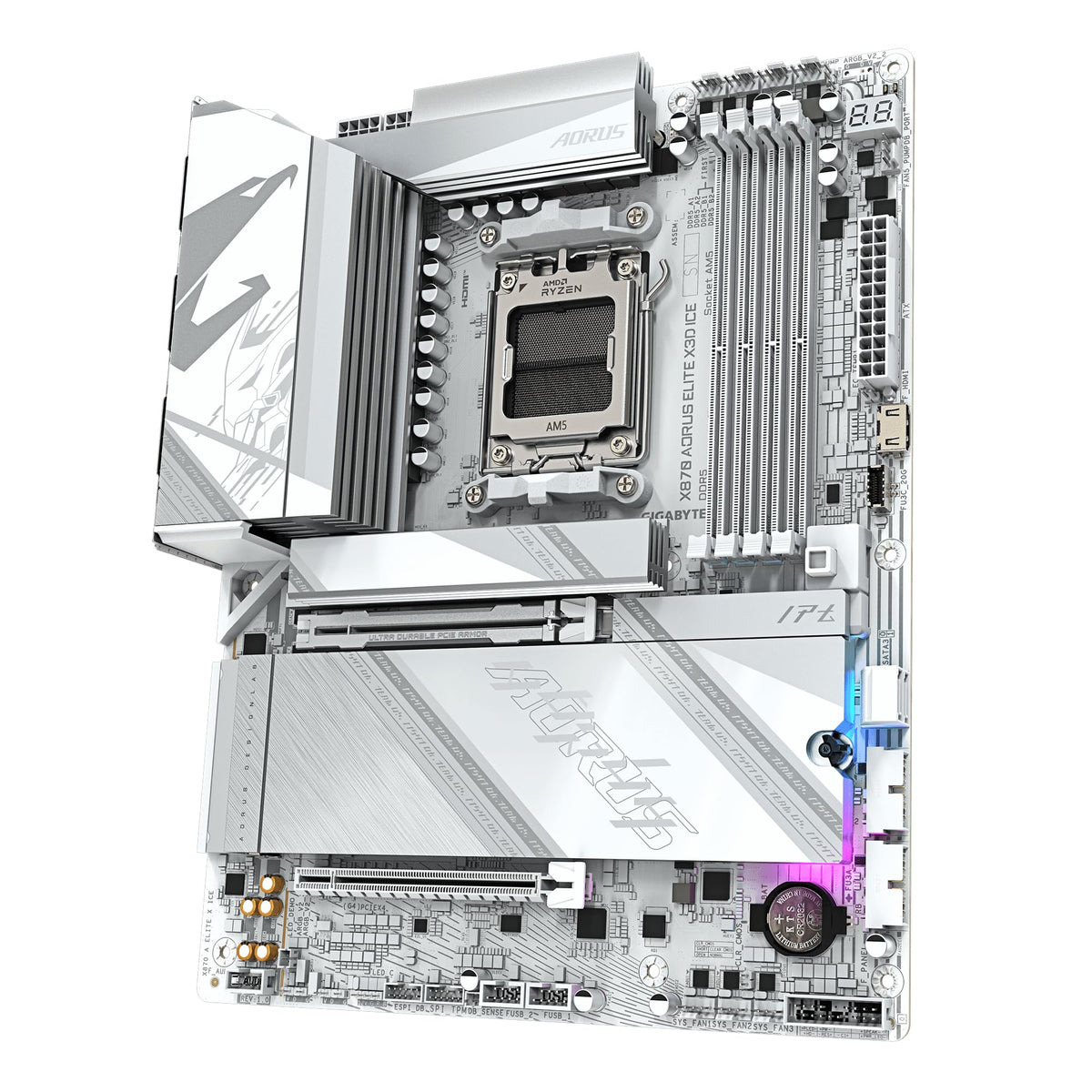 Placa de bază GIGABYTE X870 AORUS Elite X3D - Suportă procesoarele AMD Ryzen 9000, VRM digital cu 16+2+2 faze, până la 9000Hz DDR5 (OC), 2xPCIe 5.0 + 2xPCIe 4.0, Wi-Fi 7, LAN 2.5GbE, USB 4