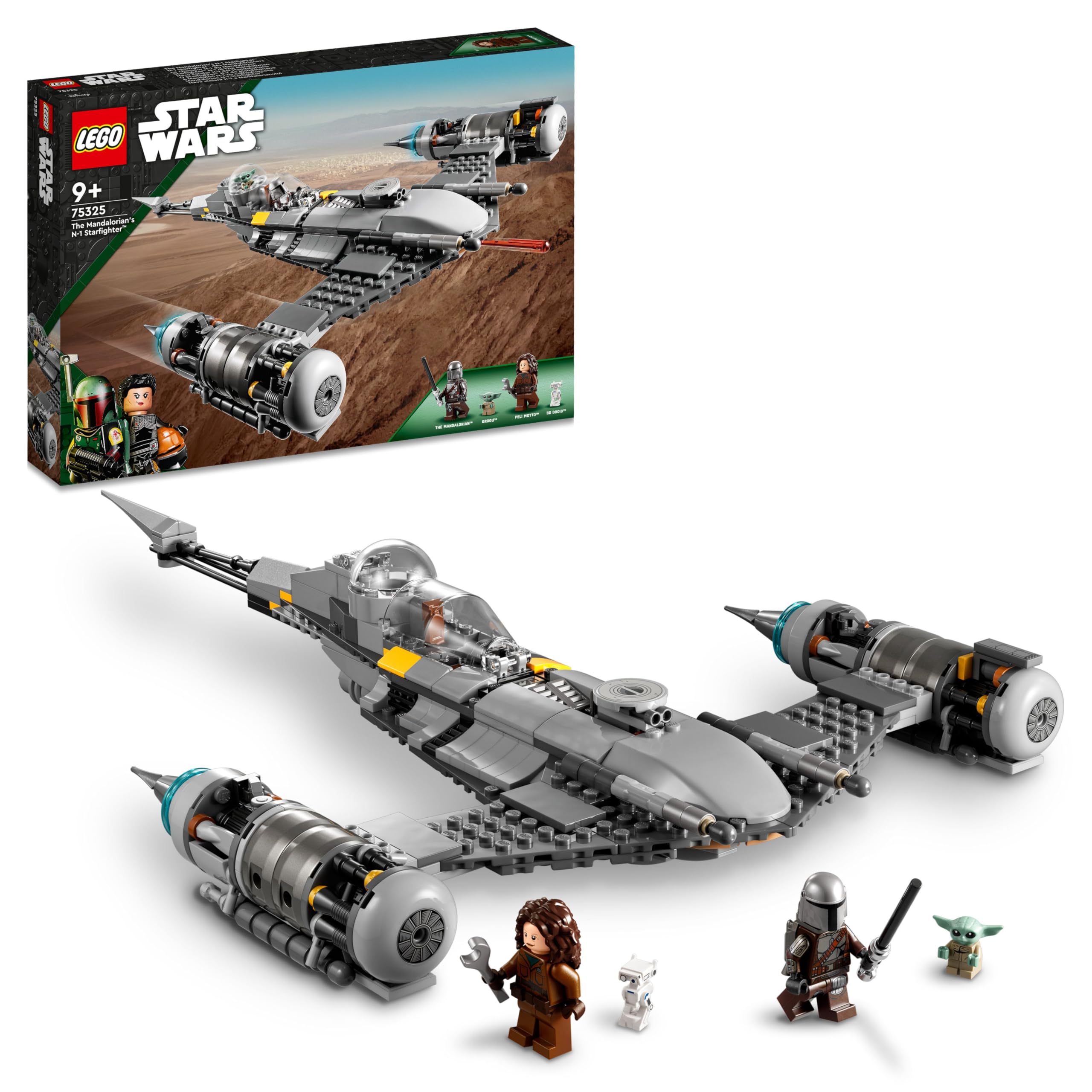 LEGO Star Wars The Mandalorian's N-1 Starfighter from The Book of Boba Fett, spaceship toy to build, set with 4 characters including Baby Yoda figure 75325
