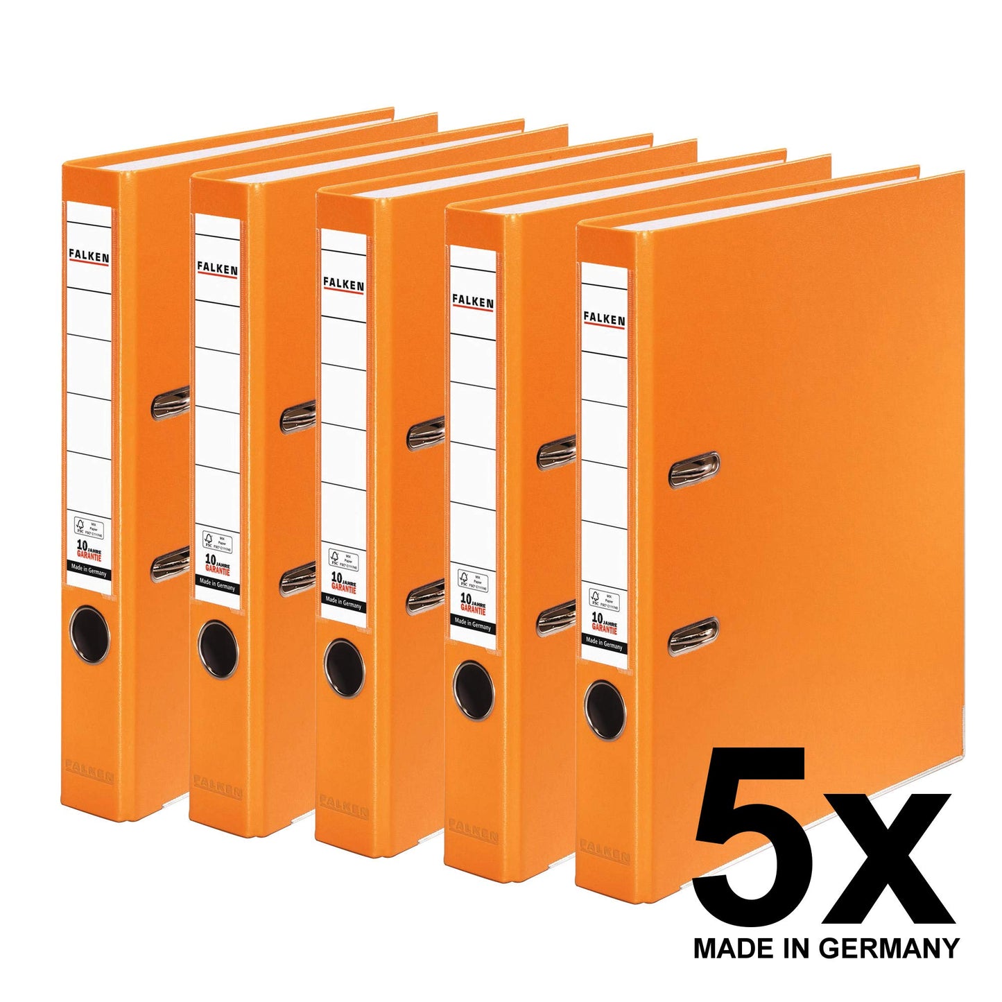 FALKEN 5x PP-Color plastic folder 5 cm narrow DIN A4 orange - 15047982