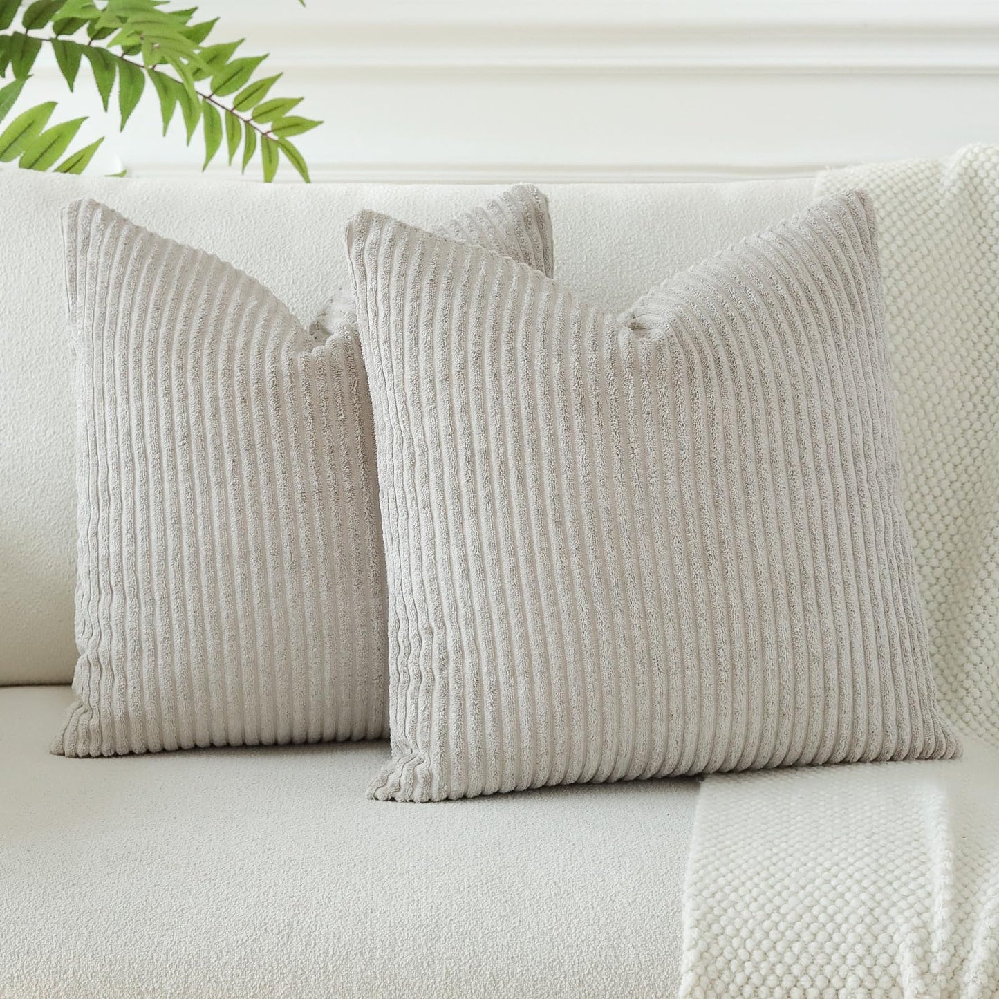 JOTOM Set of 2 corduroy cushion covers, decorative cushions, sofa cushions, couch cushions, decorative cushions, decorative cushion covers for sofa, living room, 60 x 60 cm, bend grey - YLDXRUK74