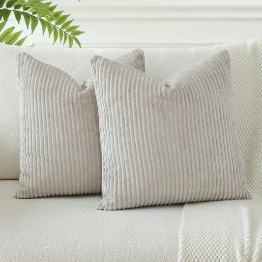 JOTOM Set of 2 corduroy cushion covers, decorative cushions, sofa cushions, couch cushions, decorative cushions, decorative cushion covers for sofa, living room, 60 x 60 cm, bend grey - YLDXRUK74