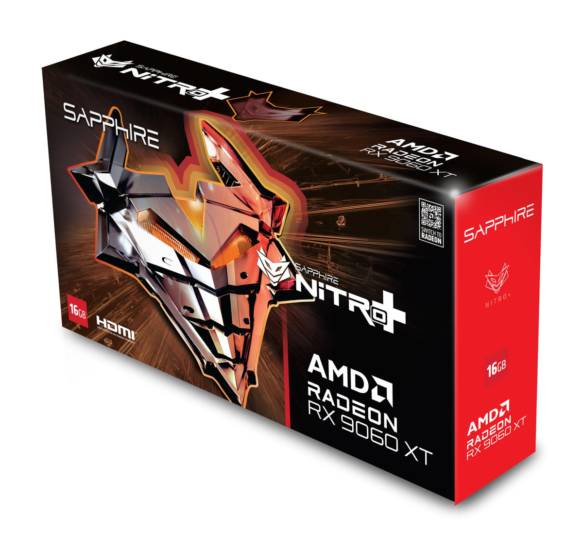 Sapphire Technology Carte Graphique Nitro Plus AMD Radeon RX 9060 XT Gaming OC 16GB Double HDMI-DP - 11350-01-20G