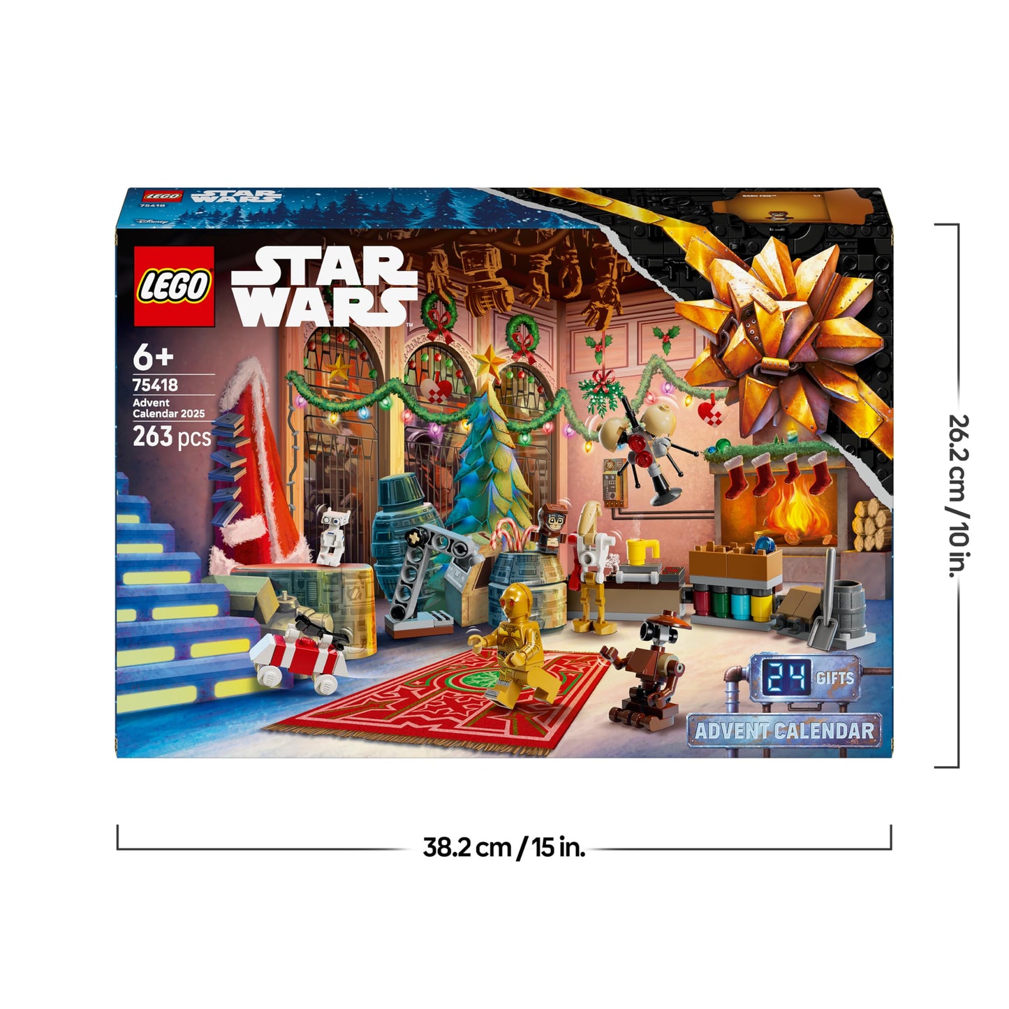 LEGO Star Wars Advent Calendar 2025 - Christmas toy with 24 surprises - 2 minifigures & 5 droid figures - children's play set - gift for boys aged 6 and over & Star Wars fans - 75418