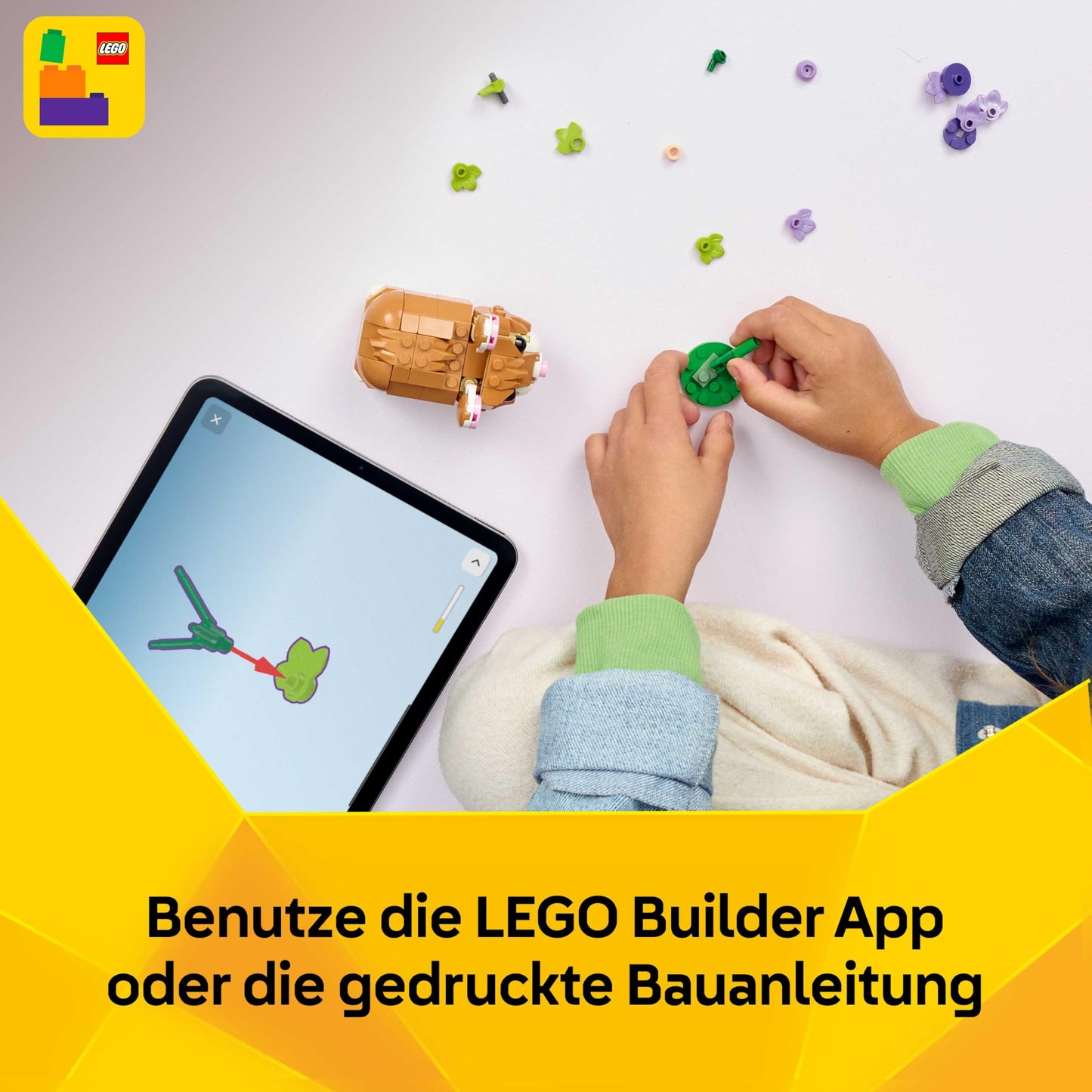 LEGO Creator 3in1 Cute Hamster with a Flower Toy - Animal Figure Transforms into a Hedgehog or Eagle - DIY Room Decor Idea - Birthday Gift for 7+ Year Old Girls & Boys - 31376