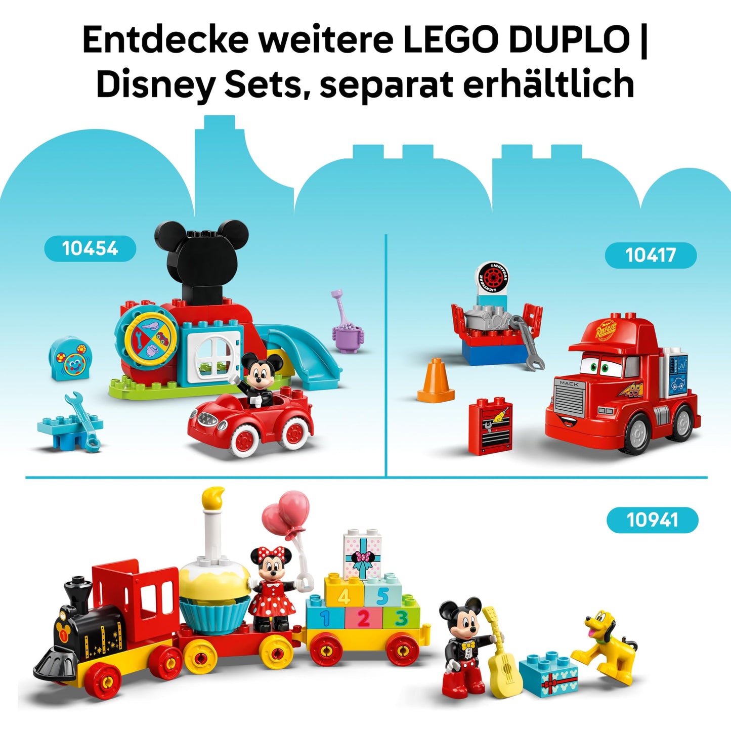 LEGO DUPLO | Disney Winnie the Pooh's Birthday Party - Educational Toy for Preschool Children - Set of 3 Minifigures, Including Winnie the Pooh, Tigger & Piglet - Gift for Boys & Girls from 1 Year 10457