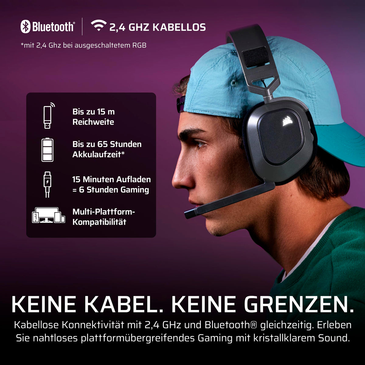 Corsair HS80 MAX Wireless Xbox-Gaming-Headset cu Bluetooth – Gri metalic - CA-9011387-WW