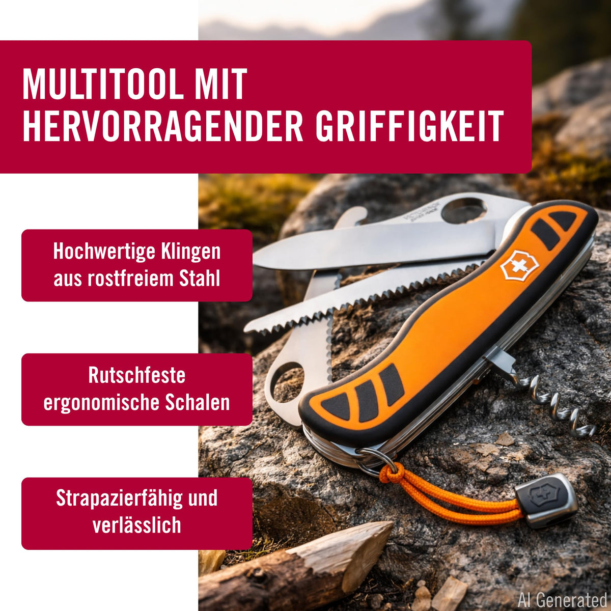 Victorinox Schweizer Taschenmesser Hunter XT Grip, Multitool, 6 Funcții - 0.8341.MC9B1