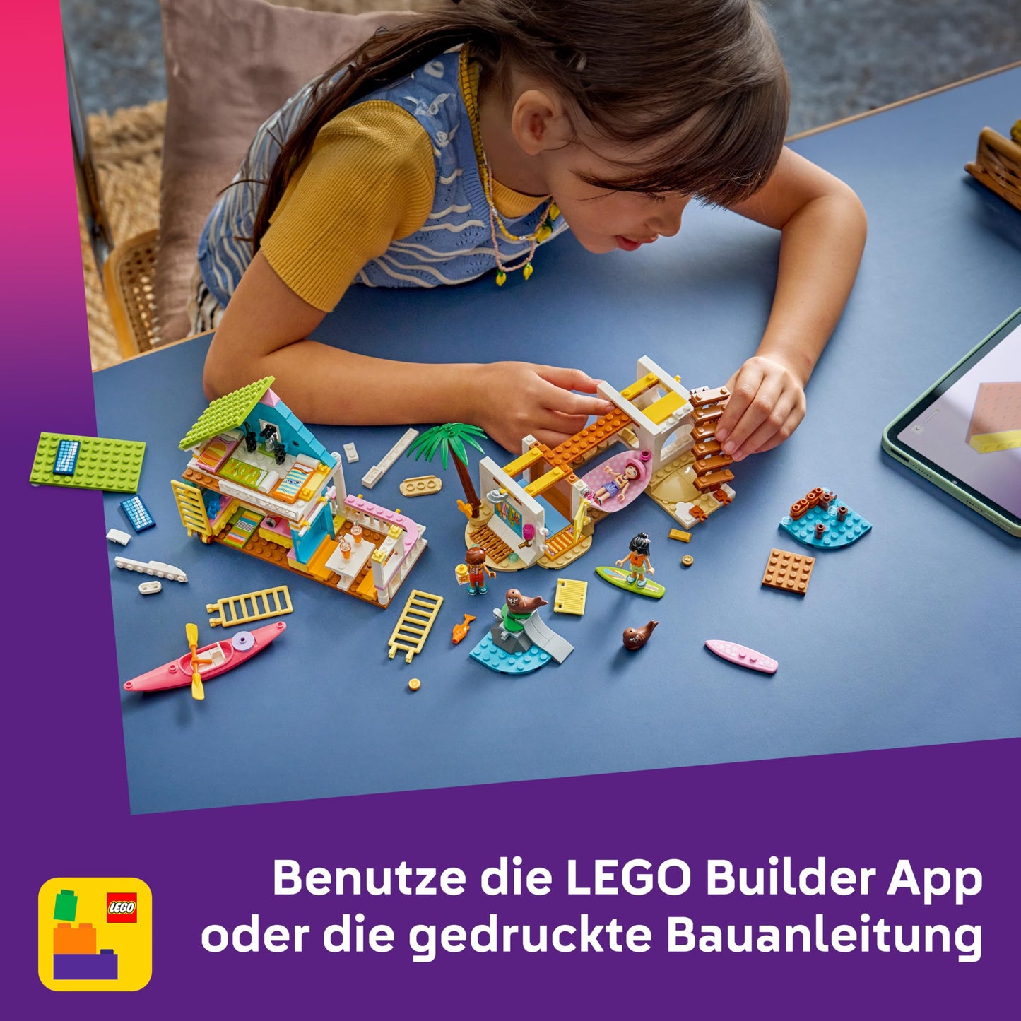 LEGO Friends beach house with seals - miniature playset with 3 mini dolls, 2 sea animal figures and accessories including surfboard and kayak - birthday gift for girls aged 7 and over - 42699