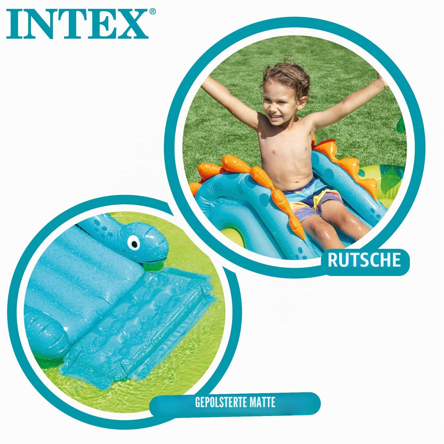 Intex 57166NP Playground Small Dino Dinausore Inflatable Playfield, Multicolored