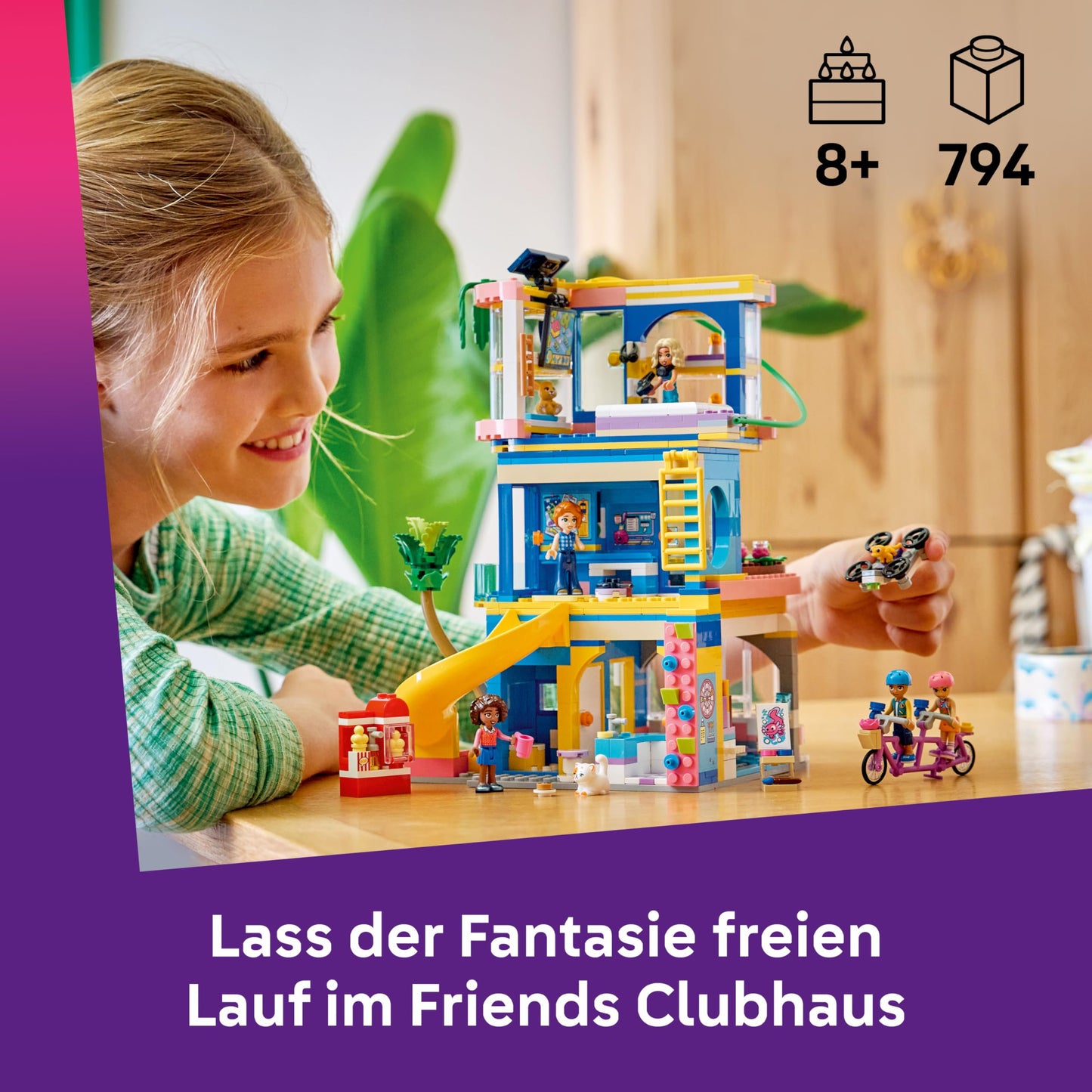 LEGO Friends Heartlake City Clubhouse of Friends - Miniature playset with 5 mini dolls, 3 animal figures including toy cat & accessories - Birthday gift for girls aged 8 and up - 42689