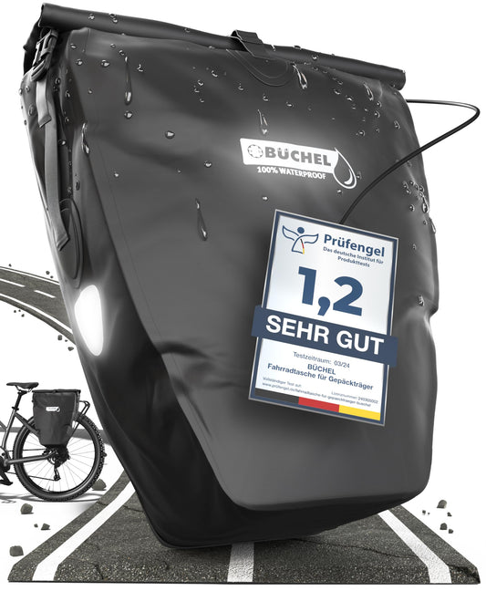 Büchel bicycle bag for luggage rack I 25.4 L - 100% waterproof I with carrying handle and shoulder strap I bicycle bag luggage rack, luggage rack bag, rear bicycle bags - 81518001