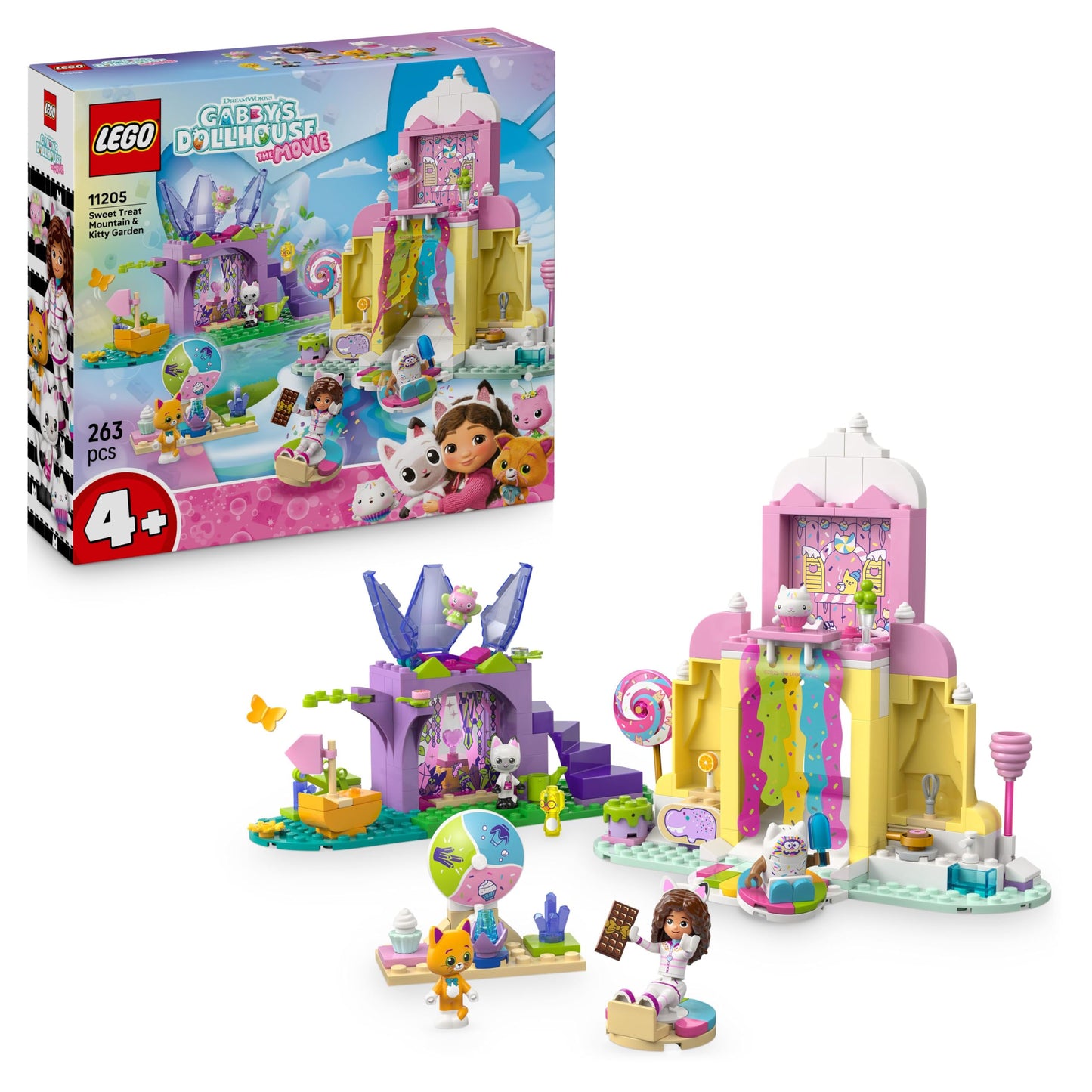 LEGO Gabby's dollhouse - icing mountains and kitten garden - playset with minifigure, panda paw and kitty fairy - doll incl. accessories - gift for girls aged 4 and up & film fans - 11205