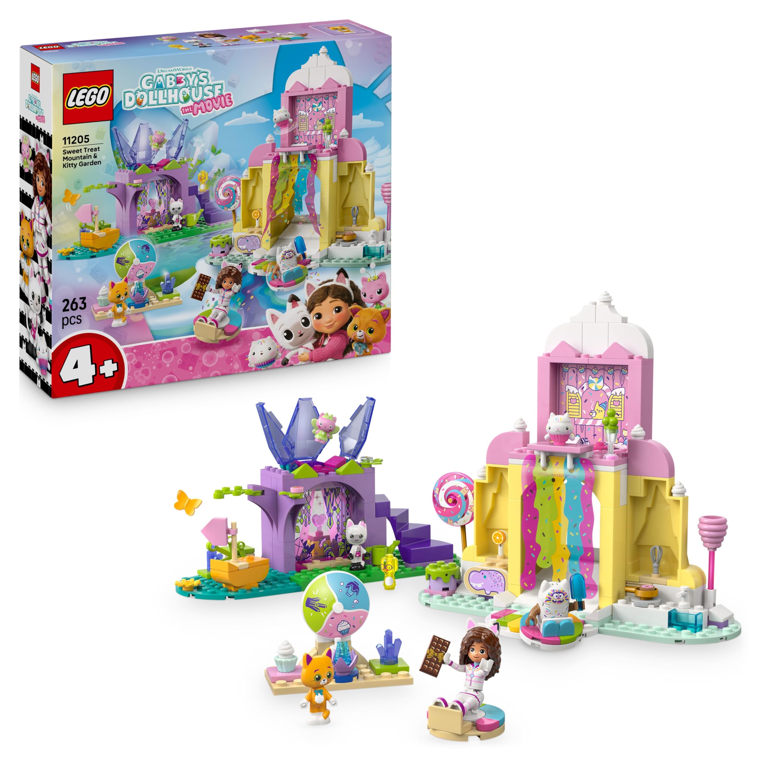 LEGO Gabby's dollhouse - icing mountains and kitten garden - playset with minifigure, panda paw and kitty fairy - doll incl. accessories - gift for girls aged 4 and up & film fans - 11205