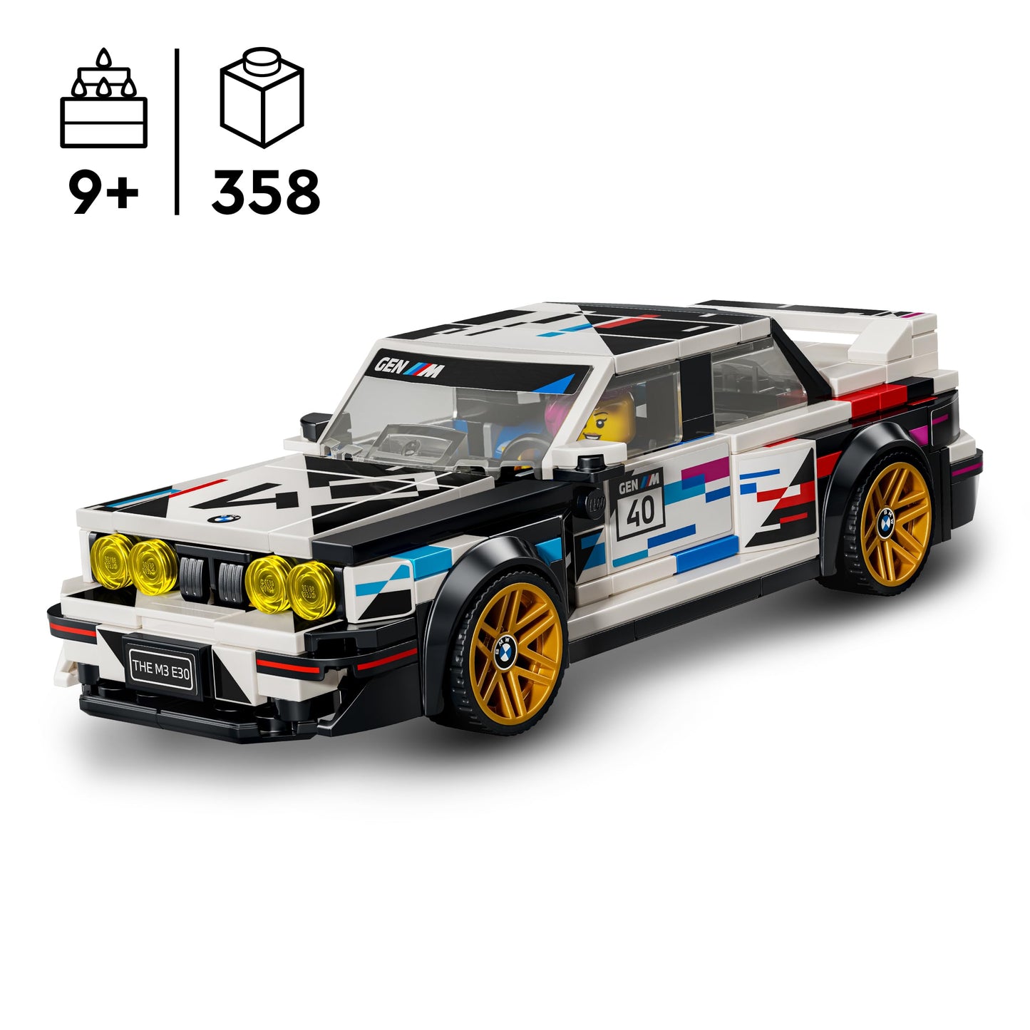 LEGO Speed Champions BMW M3 (E30) - building set - BMW toy car with 1 minifigure at the wheel - playset with replica speedster - gift for children and car fans aged 9 and up - 77263