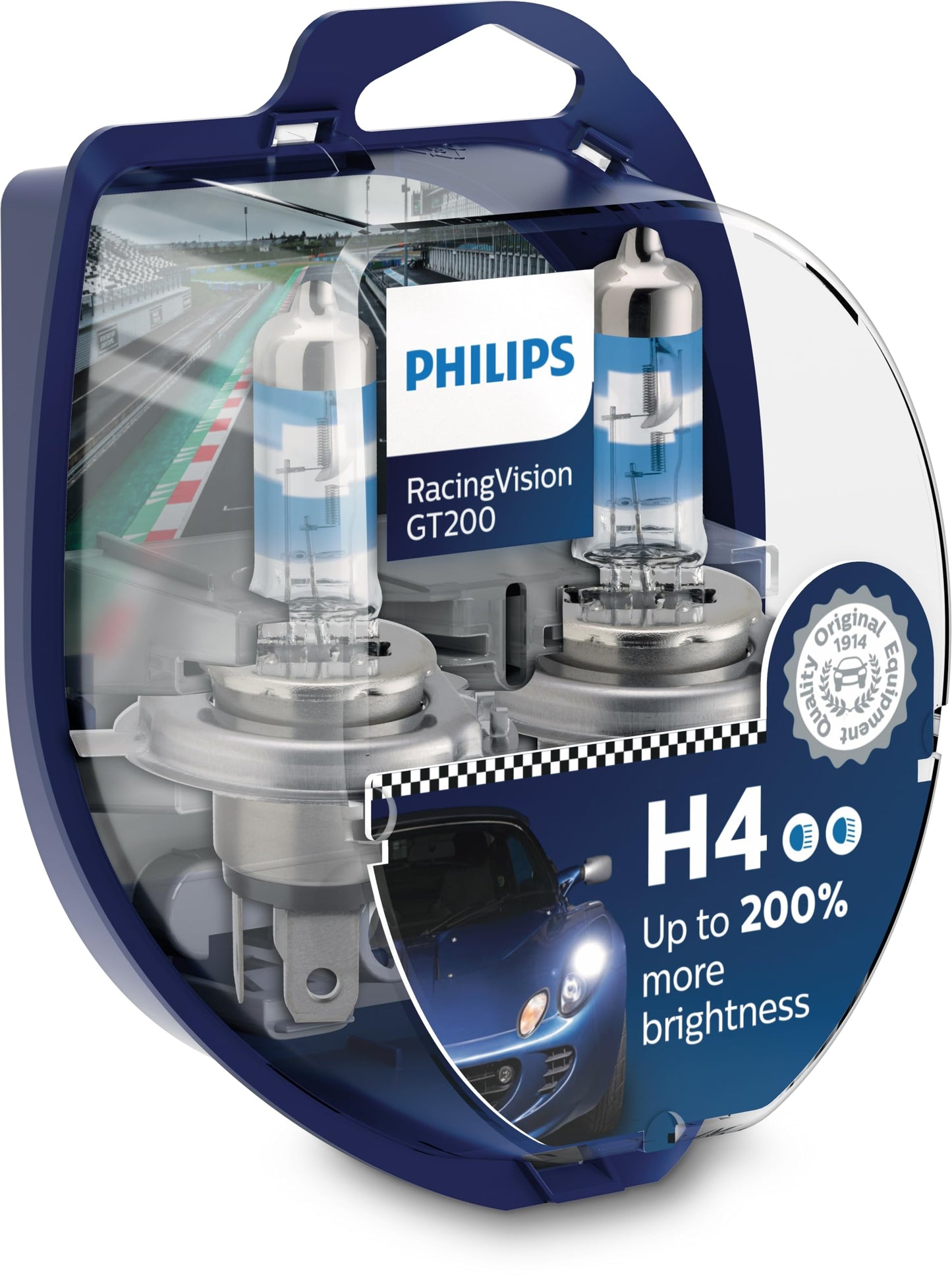 Philips RacingVision GT200 H4 headlight bulb +200%, double set - 575528