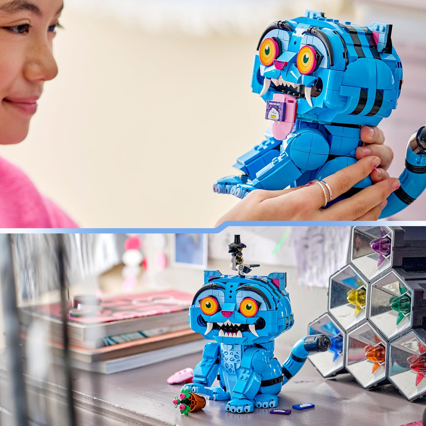 LEGO KPop Demon Hunters The tiger Derpy and the magpie Sussie - KPop toy with 2 animal figures and flower pot - children's room decoration - gift for girls, boys and film fans aged 9 and over - 72537