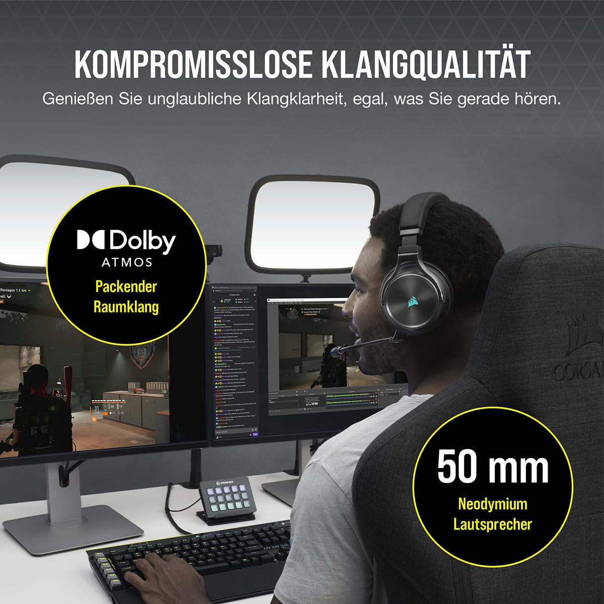 Corsair Virtuoso RGB Wireless XT Multi-platform Gaming Headset - Slate - CA-9011188-EU