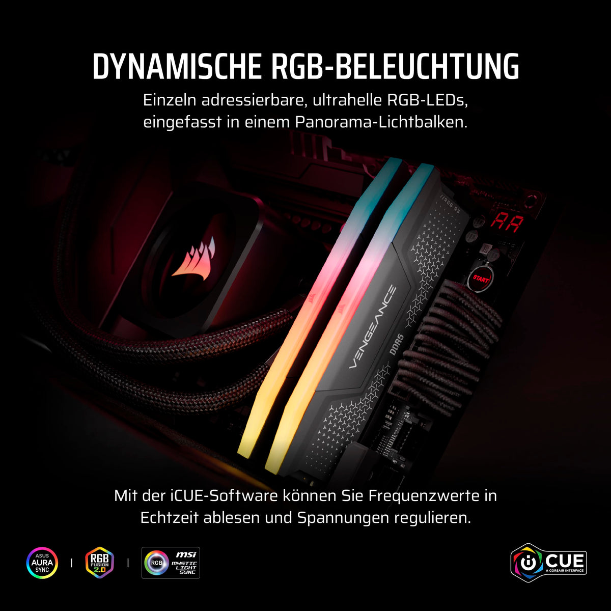 Corsair Vengeance RGB RS DDR5 64GB (2 x 32GB) Up to 5200MHz AMD Intel RAM - CMG64GX5M2B5200Z40