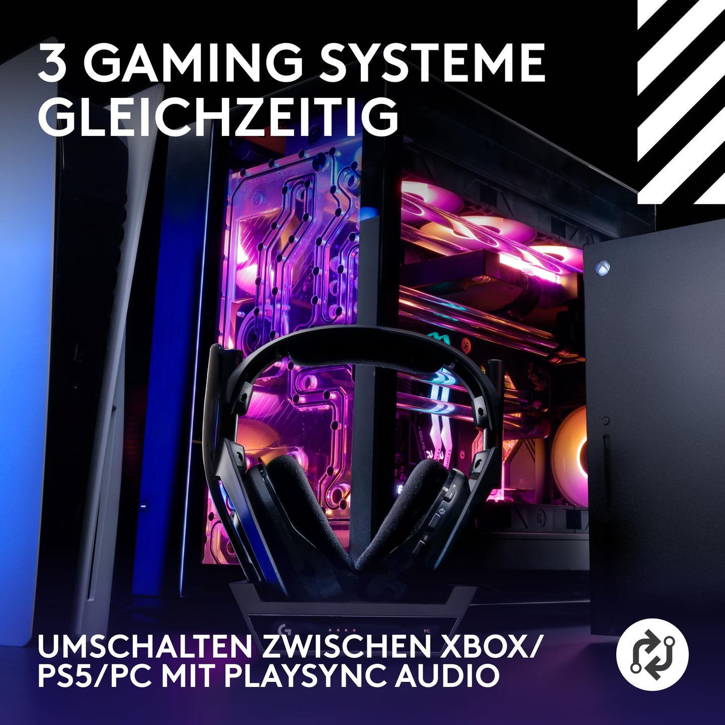 Logitech G Astro A50 LIGHTSPEED, Wireless Gaming Headset + Base Station (5th Generation), PRO-G GRAPHENE, 3-System Switching, USB-C, Xbox, PS5, PC/Mac, Nintendo Switch/Switch 2, Bluetooth - Black - 939-002224