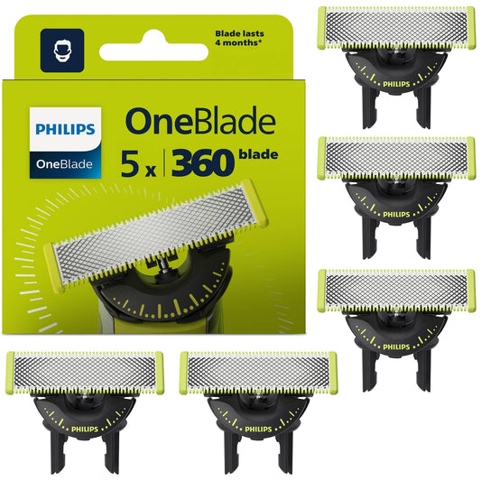 Philips OneBlade Original 360 Blades, compatible with all OneBlade and Pro models, original from Philips, 5-pack (Model QP450/50)