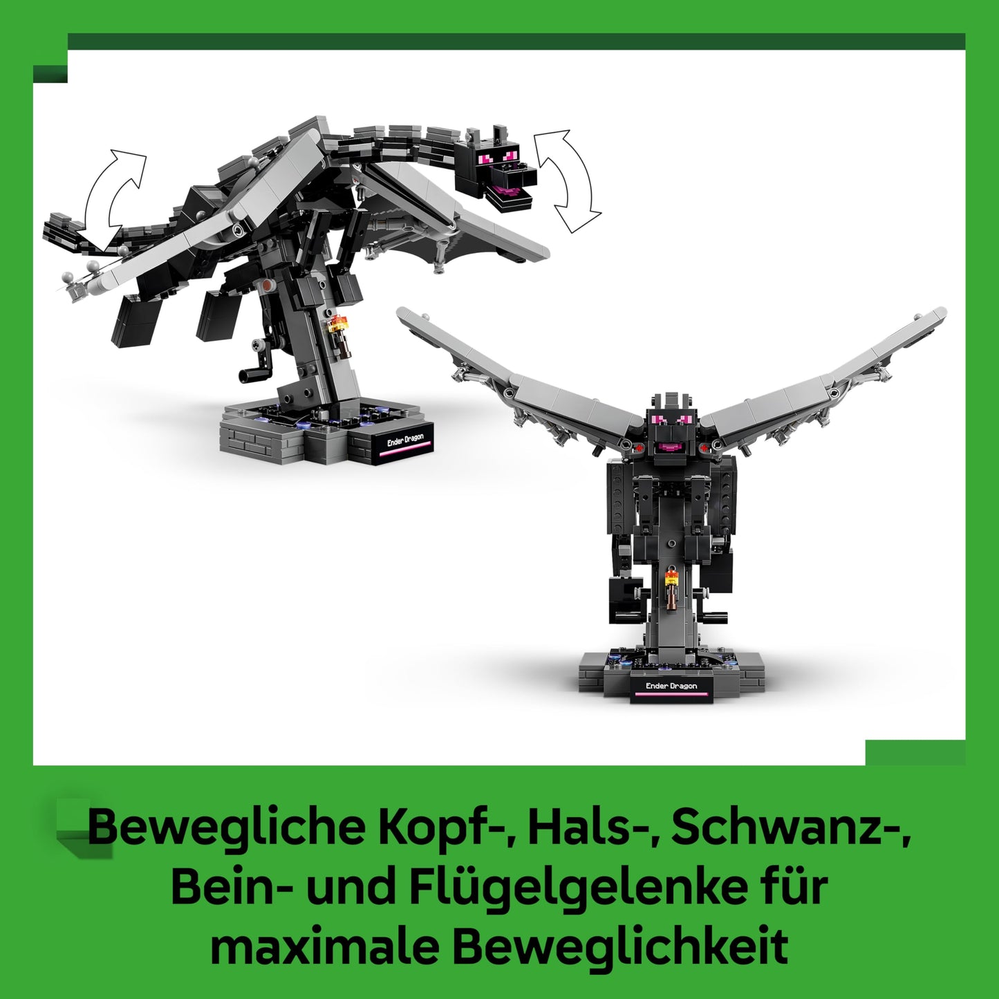 LEGO Minecraft The Ender Dragon - Interactive toy with flapping wings and exit portal stand as room decoration for children - gaming gift for boys, girls and fans aged 10 and over - 21595