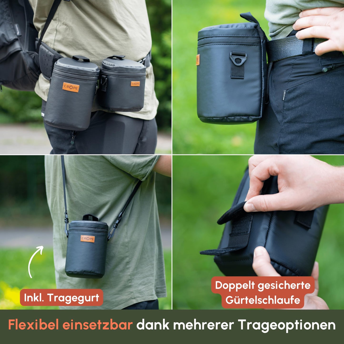 C-Rope waterproof lens bag with waterproof zipper - protective bag for camera lenses - premium lens bag - XS - CRP-PLB-XS-BLK