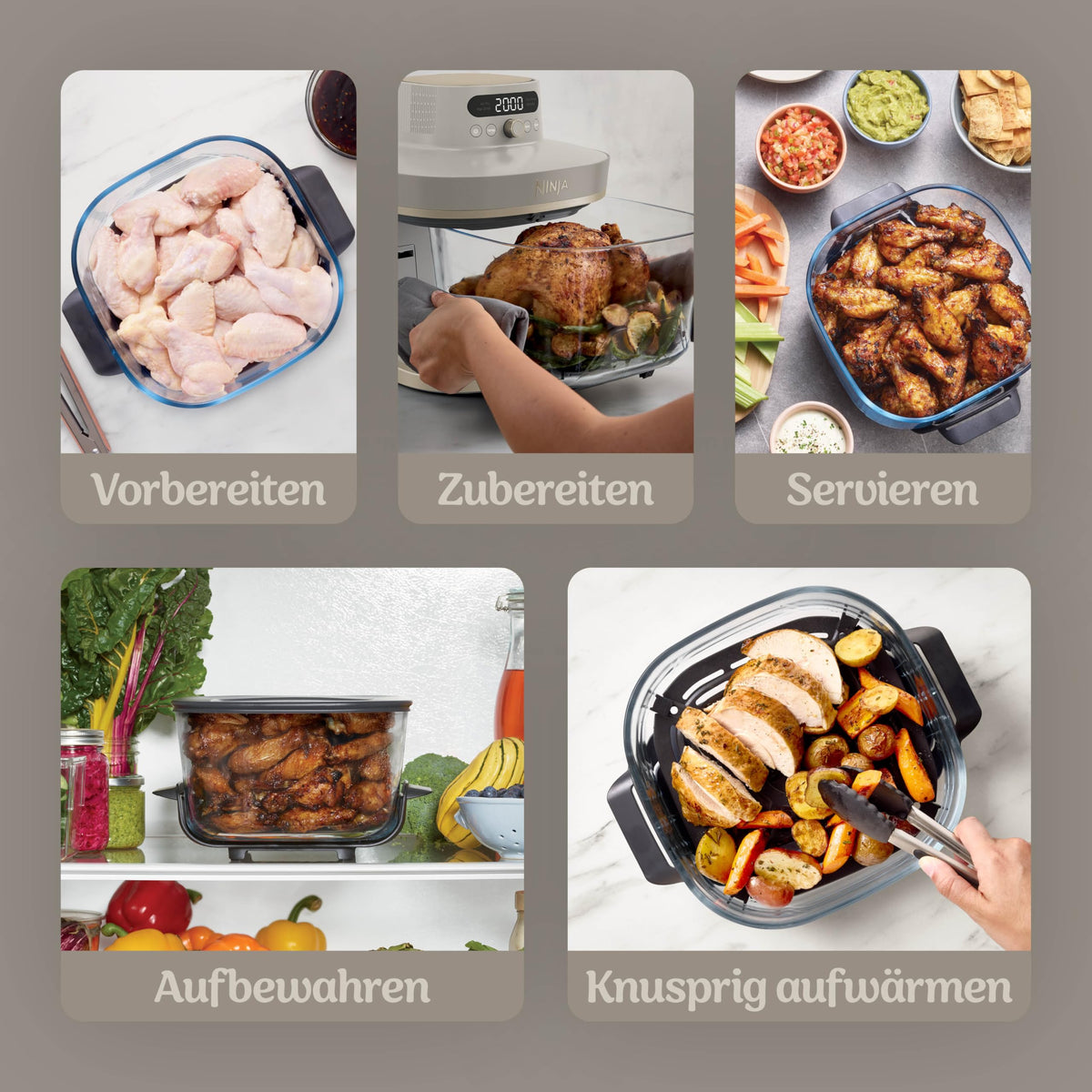 Ninja CRISPi PRO XL Glass Air Fryer, Stone Gold, AS090EUSD