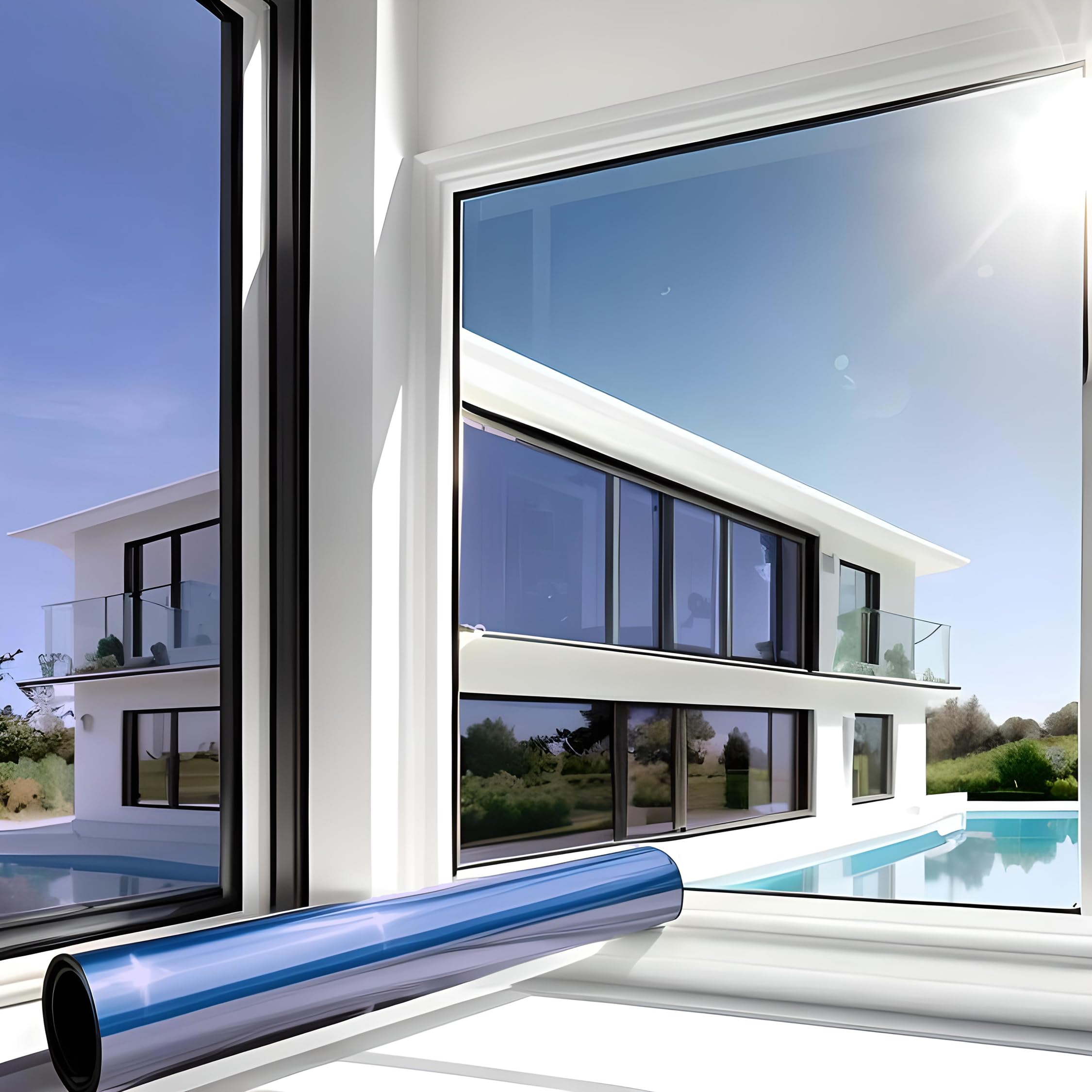MARAPON mirror film window privacy screen blue 0.90 x 20 m window film opaque from the outside during the day sun protection film window inside UV protection static adhesive heat protection heat protection indoor installation - M9020-MBL-WS