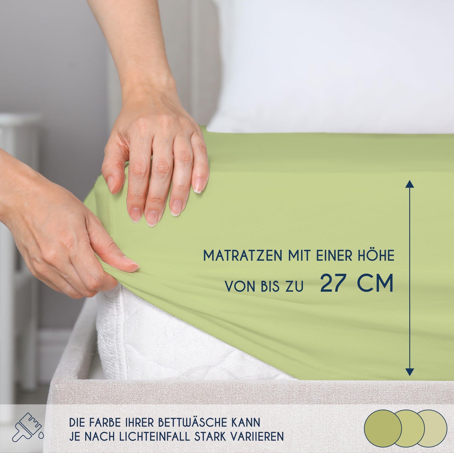 Dreamzie - fitted sheet 200x200cm - cotton Oeko Tex certified - green - 100% jersey fitted sheet 200x200 - DHC_200x200_Gn_2