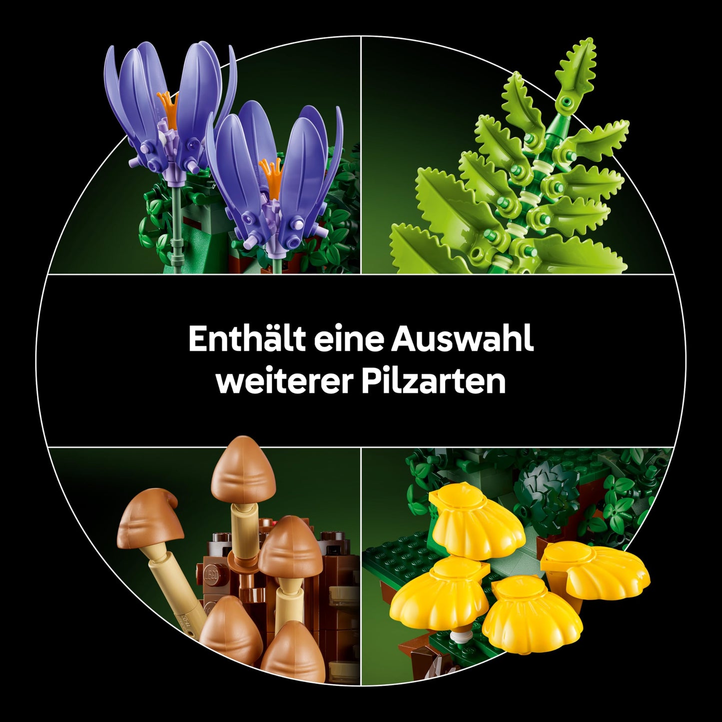 LEGO Botanicals Forest Mushrooms - Artificial Plant Set for Adults - Including Fly Agaric & Artificial Flowers for Living Room or Bedroom Decoration - DIY Gift Idea - 11505