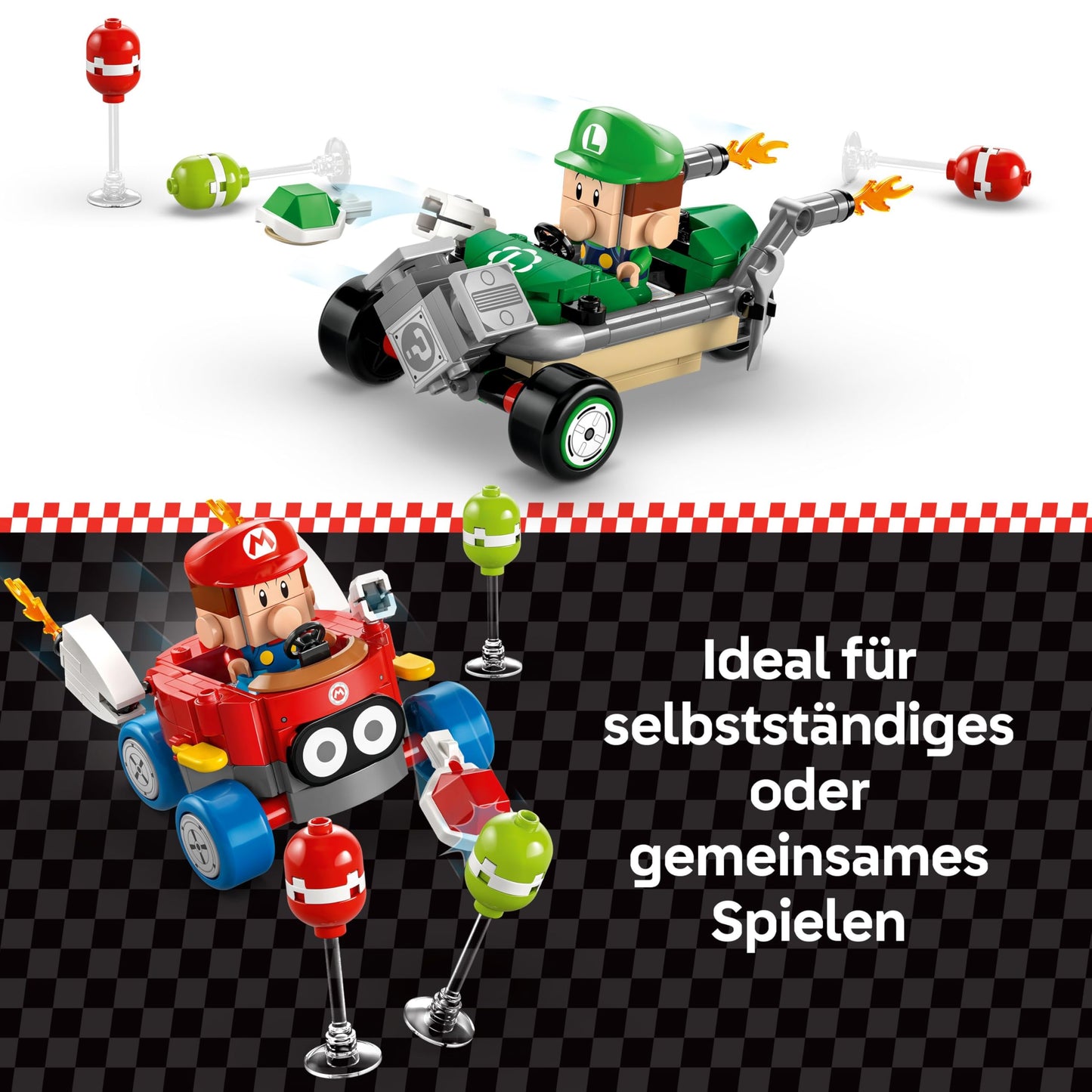 LEGO Mario Kart - Baby Mario vs. Baby Luigi, Nintendo figures to collect, 2 buildable toy cars, gift for boys, girls and gamers aged 8 and up, adventure toy 72034