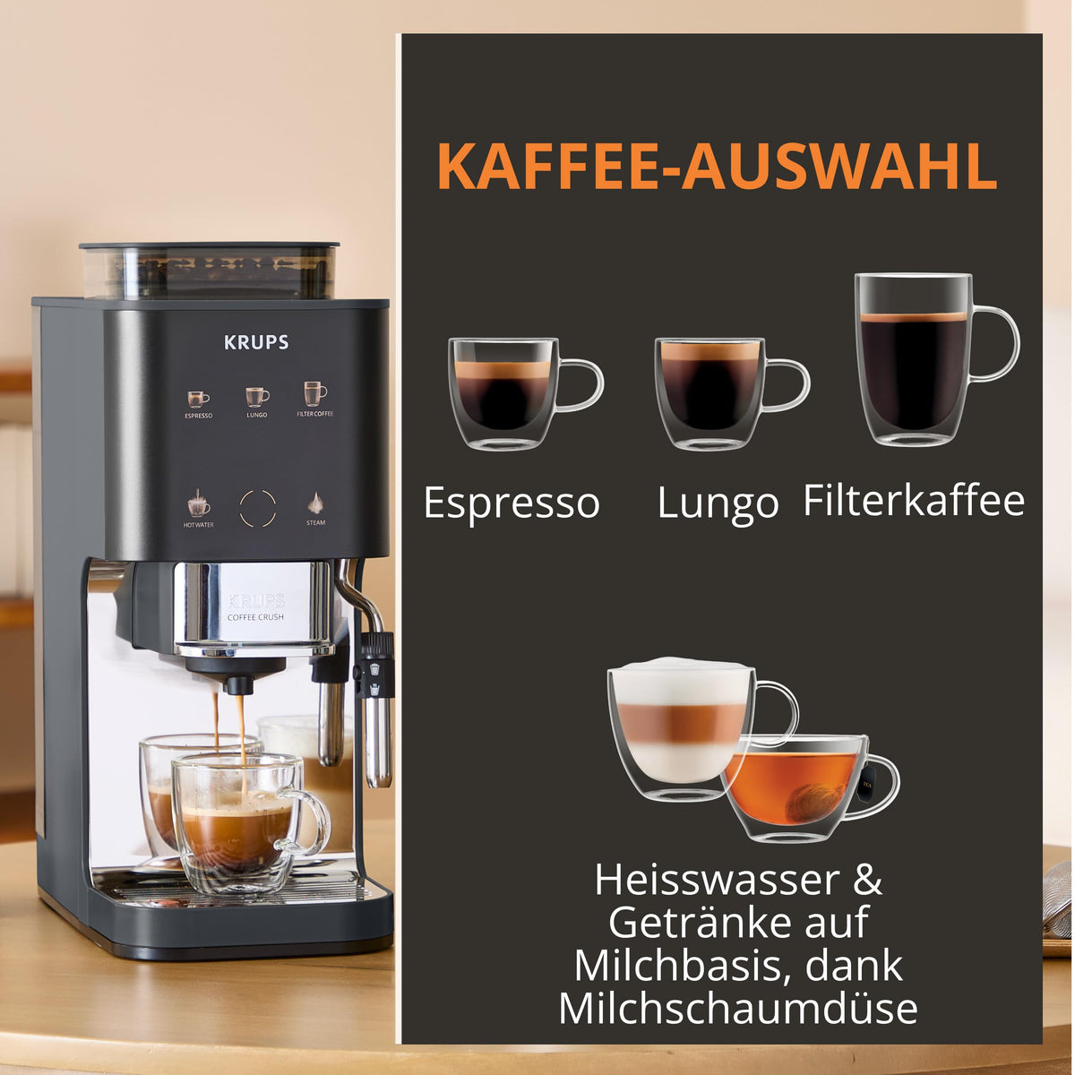 KRUPS Coffee Crush Edition, Espresso-Masina de cafea automată, doar 15 cm lățime - SA404BE1