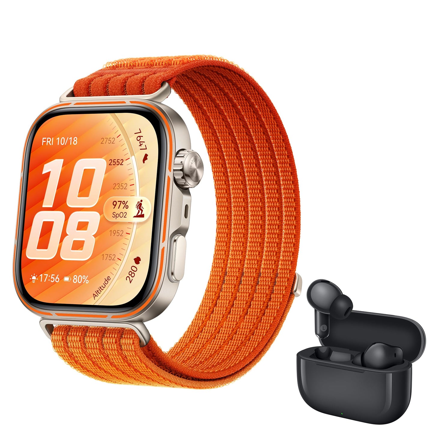 HUAWEI Watch FIT 5 Pro Smartwatch+FreeBuds SE 4 Black, GPS, fitness tracker with ECG & sleep tracker, 1.92" display, NFC payment, sports watch with sports analysis, up to 10 days battery, 5 ATM, orange - Niki-B29W