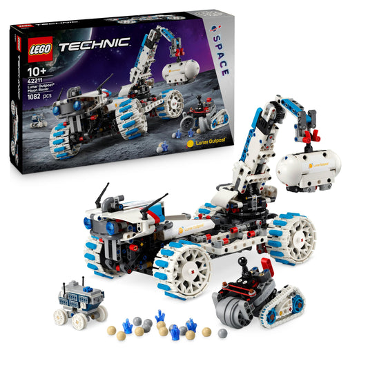 LEGO Technic Lunar Outpost Moon Rover Spacecraft - Interactive Toy - Crane and Solar Panels - Robot Model to Build and Play - Gift for Boys and Girls Ages 10+ 42211