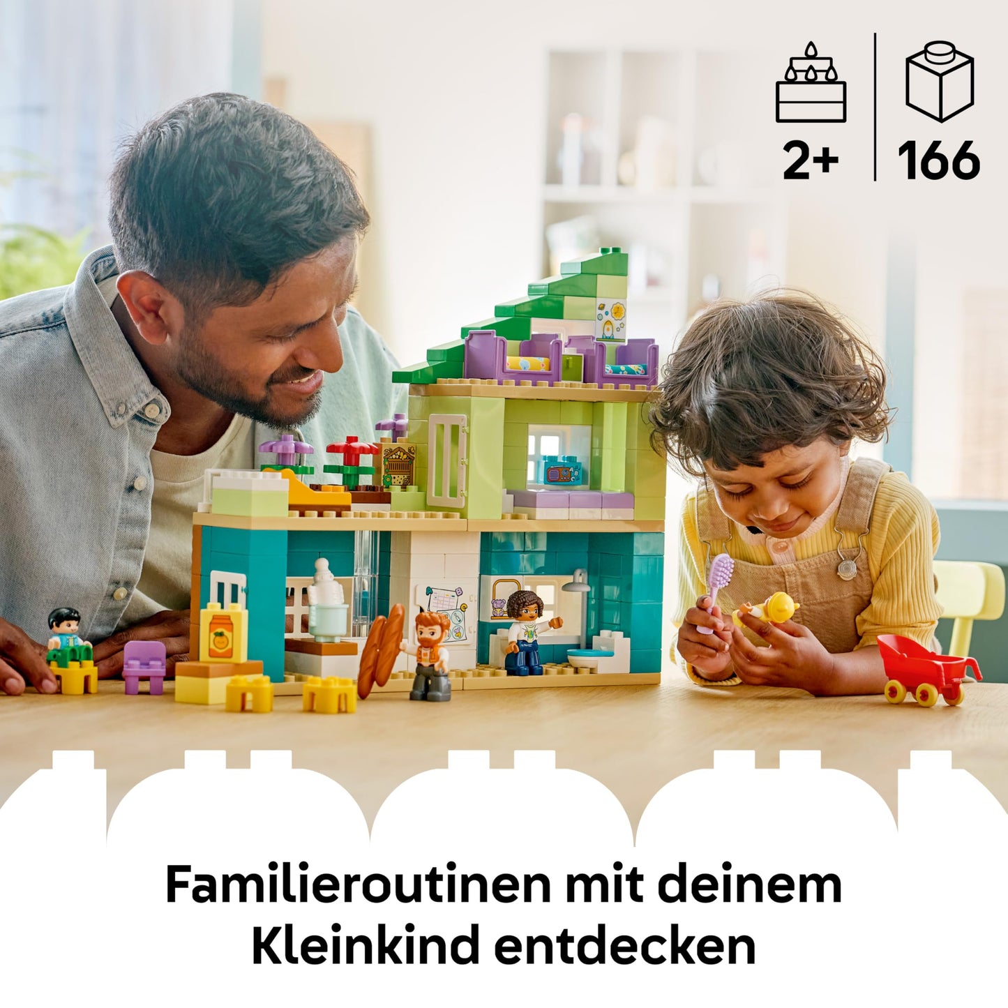 LEGO DUPLO 3-in-1 Modern Family House with Figures - Toddlers Learning Toy for Fine Motor Skills - Montessori Toy with Dollhouse Accessories - Gift for Girls and Boys from 2 Years - 10470