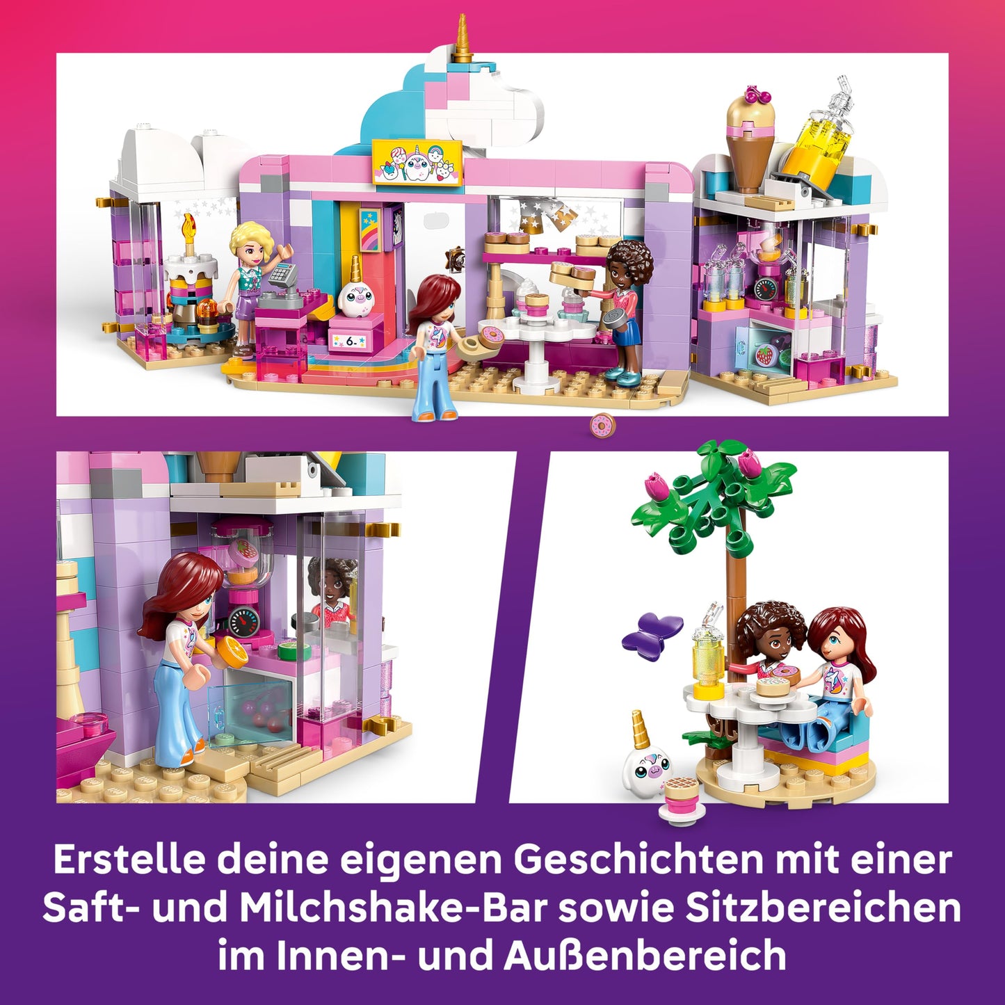 LEGO Friends Unicorn Dream Cafe - Toy Cake Shop with 3 Mini Dolls, Cash Register & Toy Food Accessories Including Cupcakes - Birthday Gift for Girls Ages 6 and Up - 42684