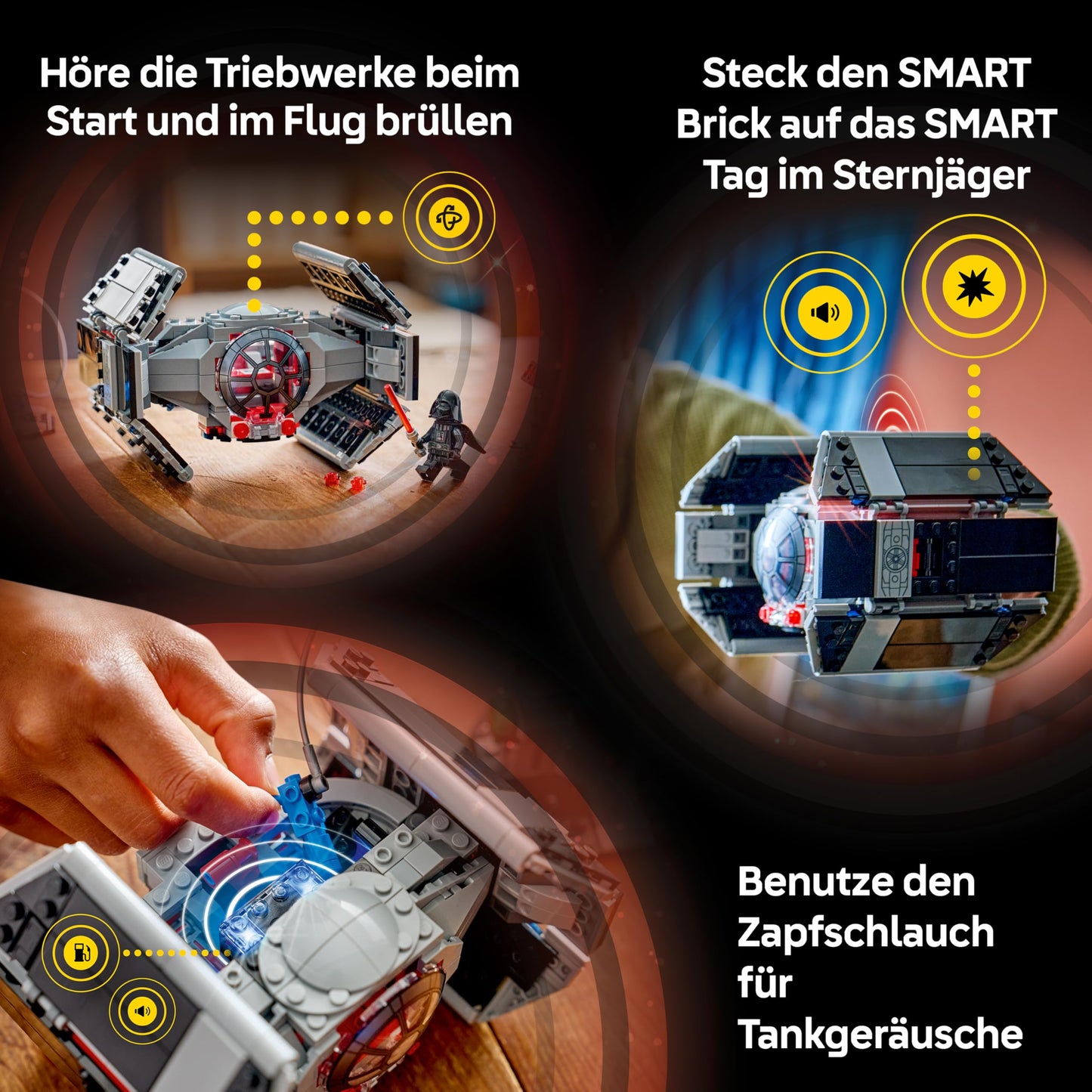 LEGO Star Wars 75421 SMART Play: TIE Fighter-ul lui Darth Vader - Set de joacă interactiv all-in-1 cu cărămidă SMART, etichetă, minifigurină și încărcător - cadou pentru băieți, fete de 8 ani și peste și fani adulți